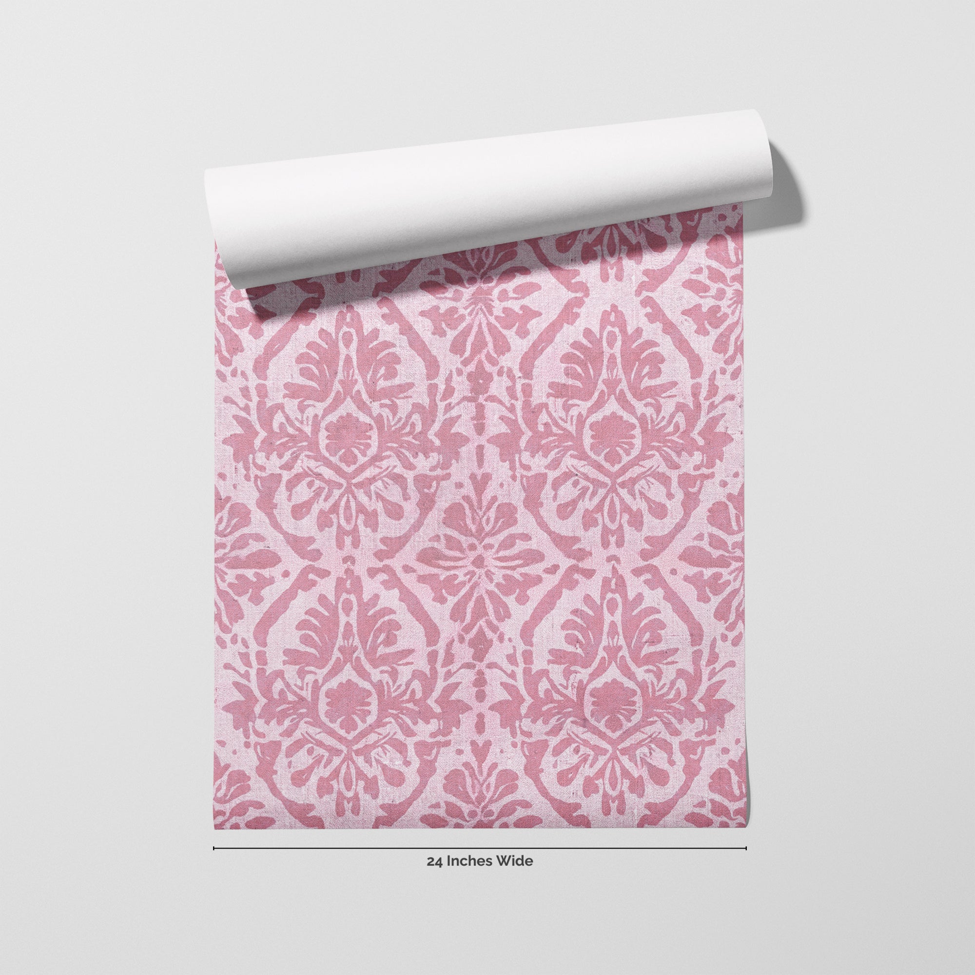 Rose Damask wallpaper roll, 24 inches wide