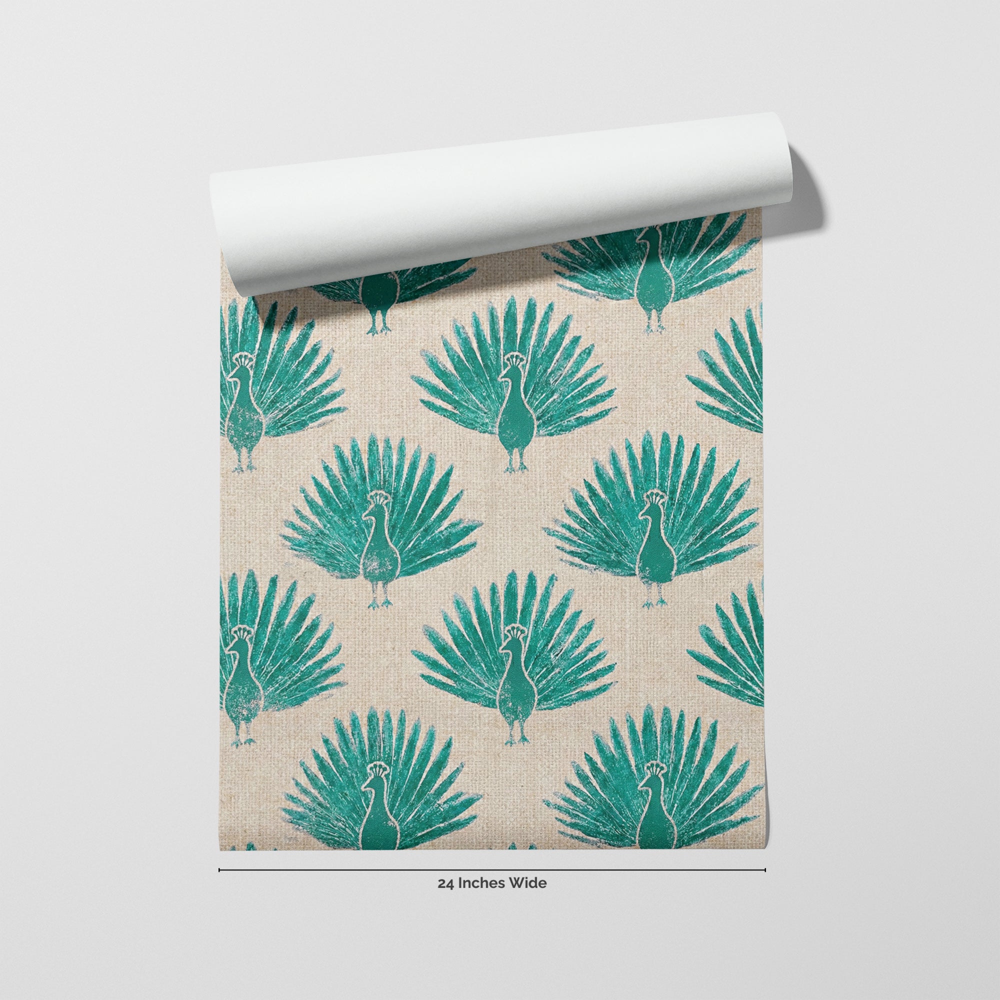 Fern Peacock wallpaper roll, 24 inches wide