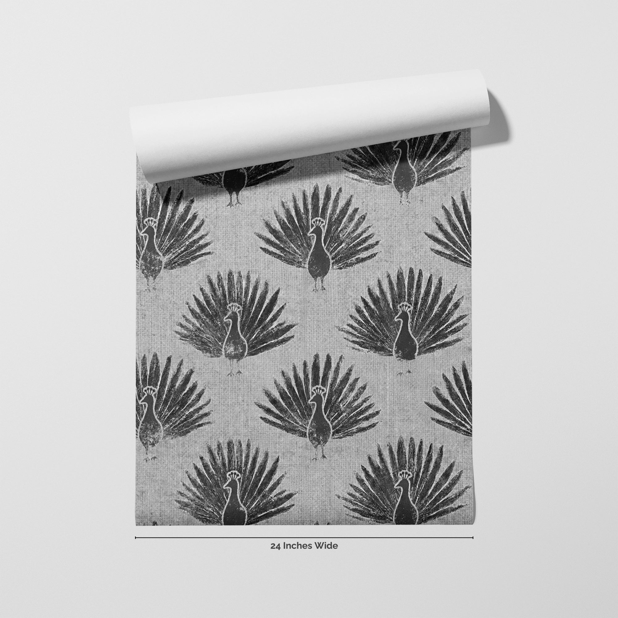 Peacock Noir wallpaper roll, 24 inches wide