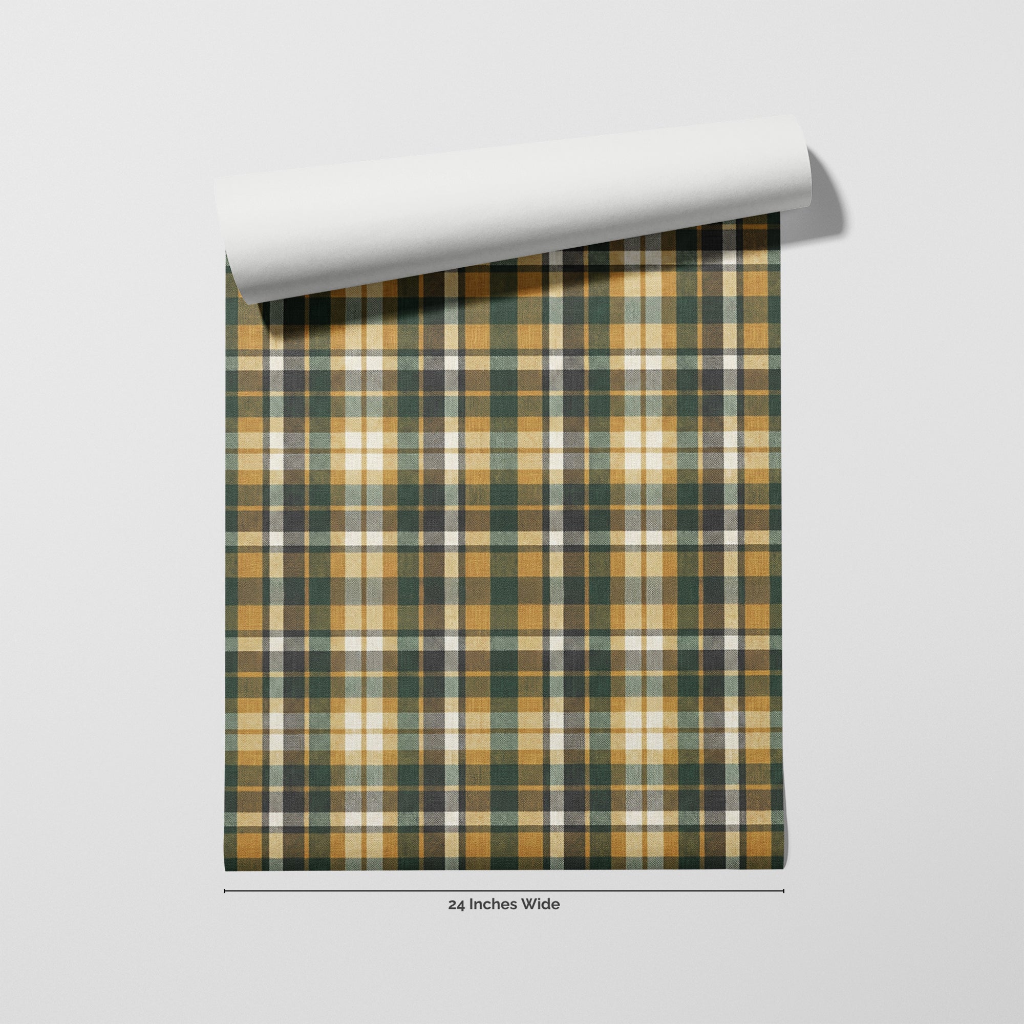 Autumn Tartan wallpaper roll, 24 inches wide