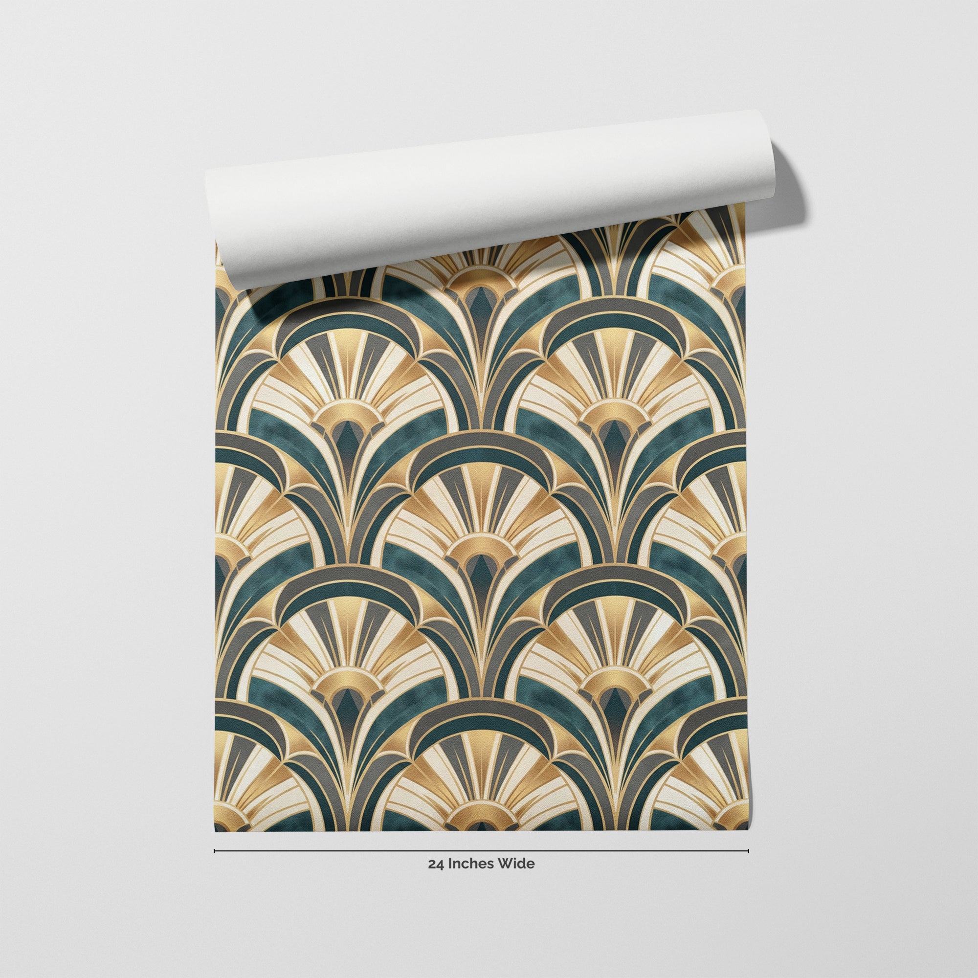 Jade Deco wallpaper roll, 24 inches wide