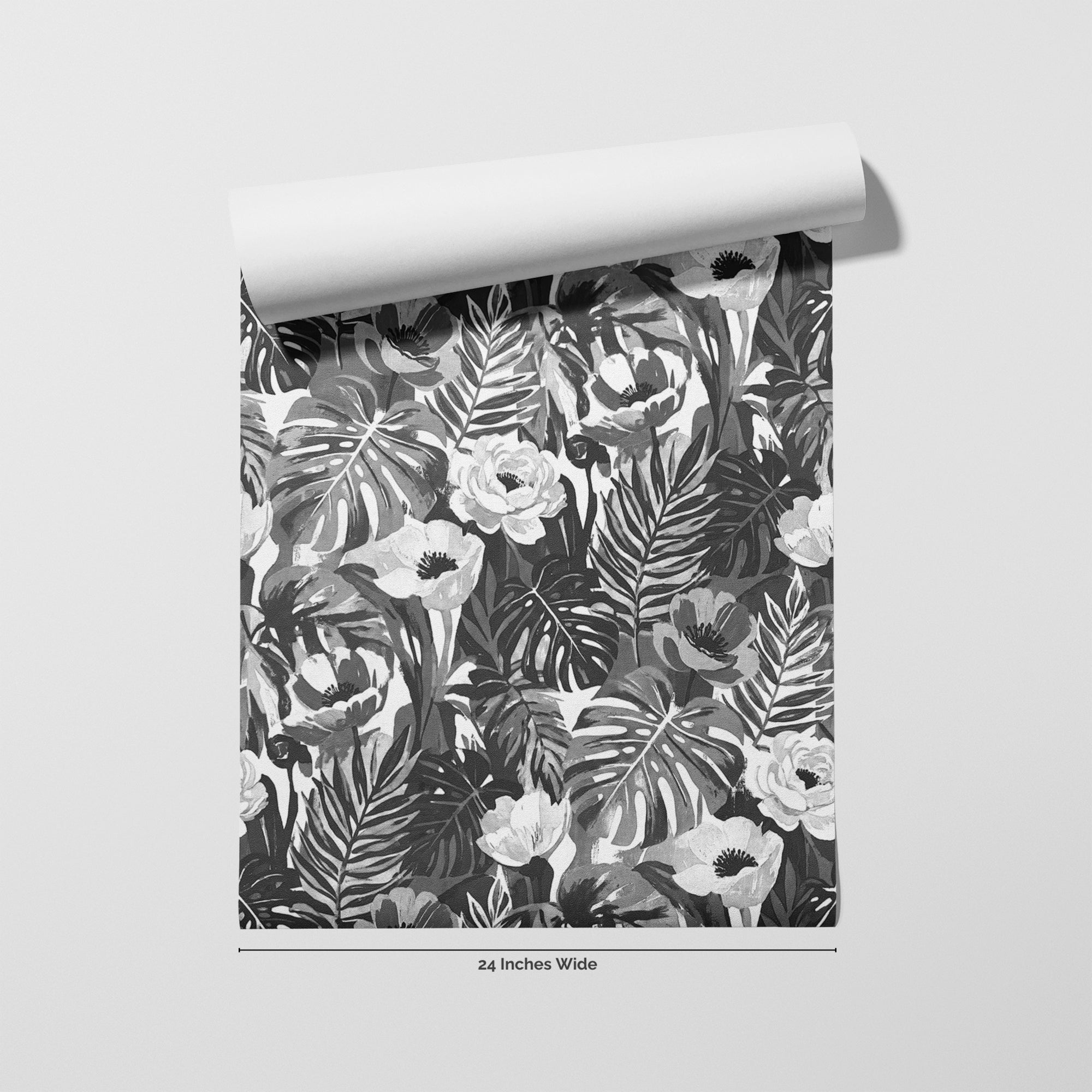 Tropic Noir wallpaper roll, 24 inches wide