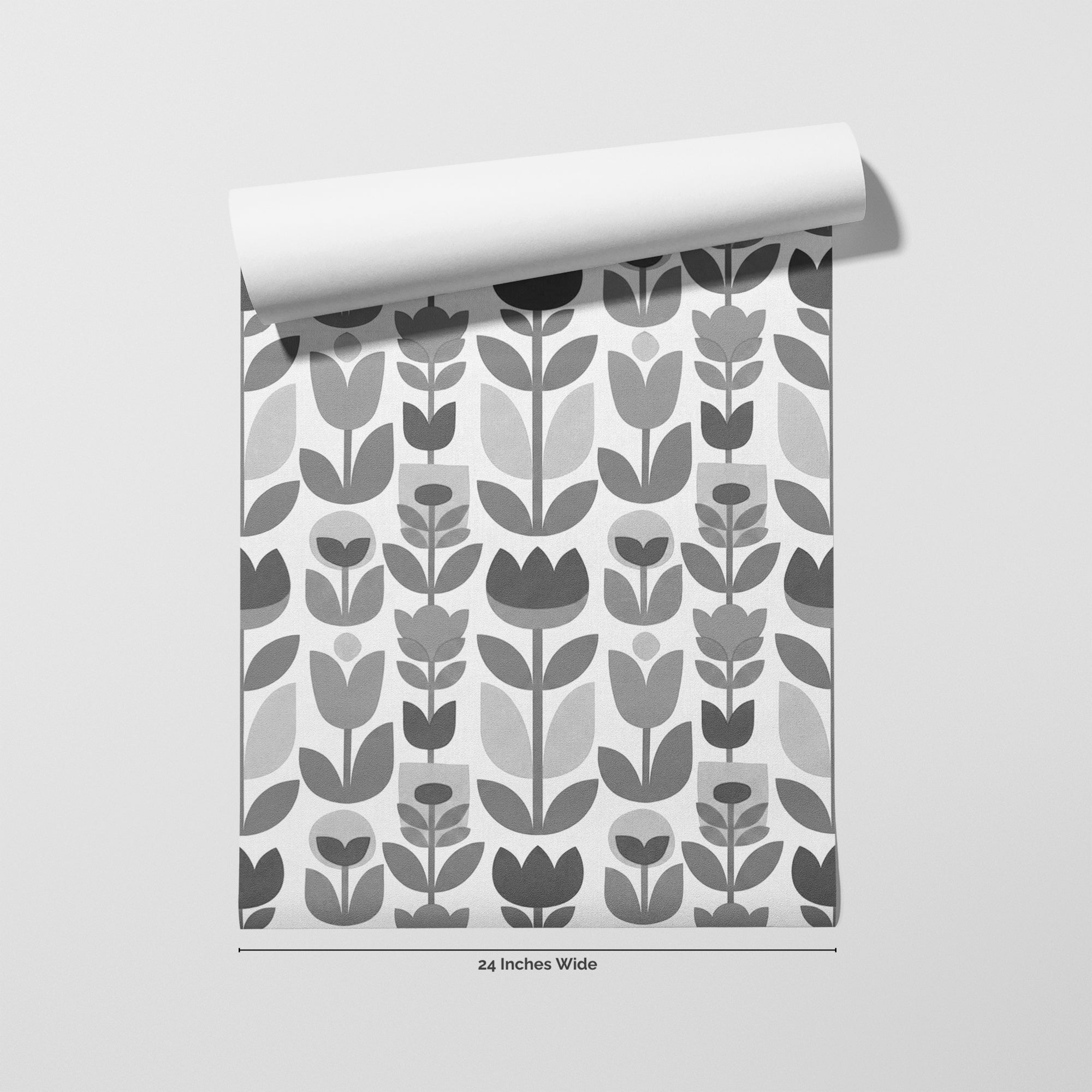 Tulip Noir wallpaper roll, 24 inches wide