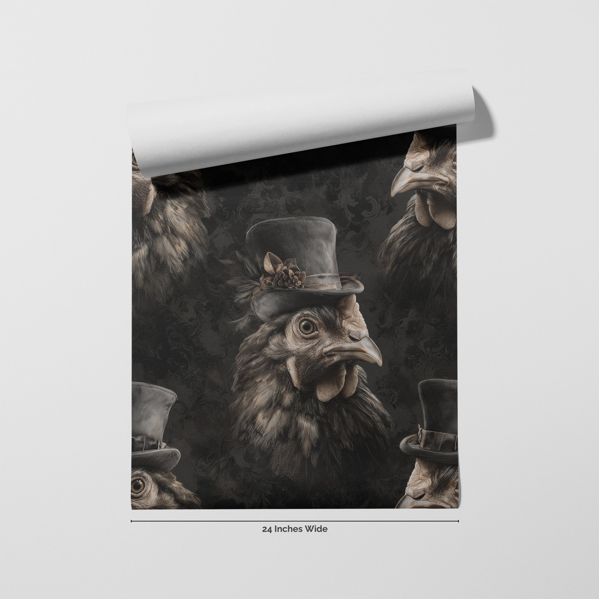 Dapper Hen wallpaper roll, 24 inches wide