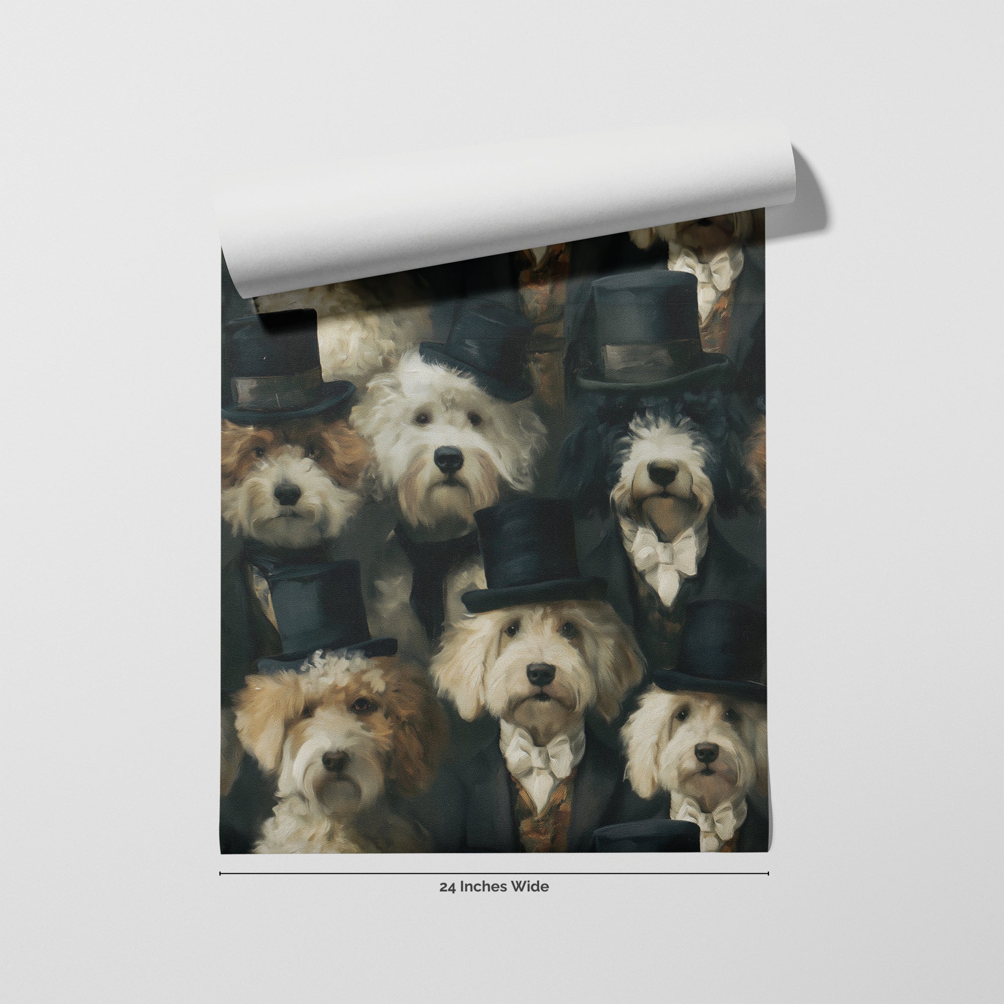 Dapper Dogs wallpaper roll, 24 inches wide