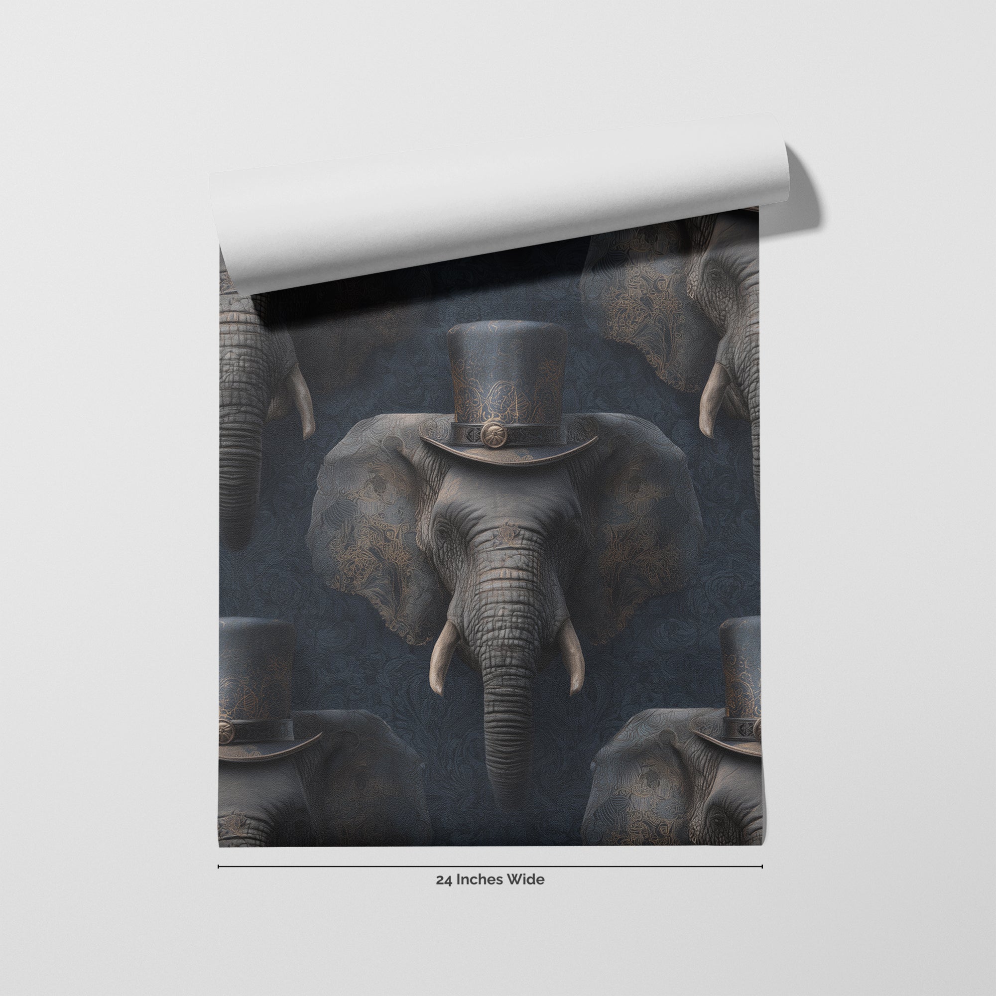 Dapper Elephant wallpaper roll, 24 inches wide