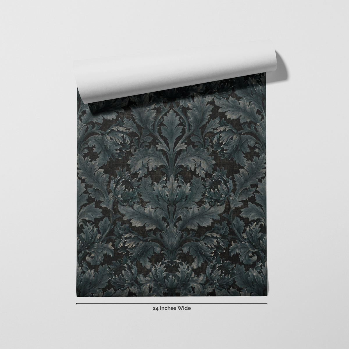 Slate Acanthus wallpaper roll, 24 inches wide
