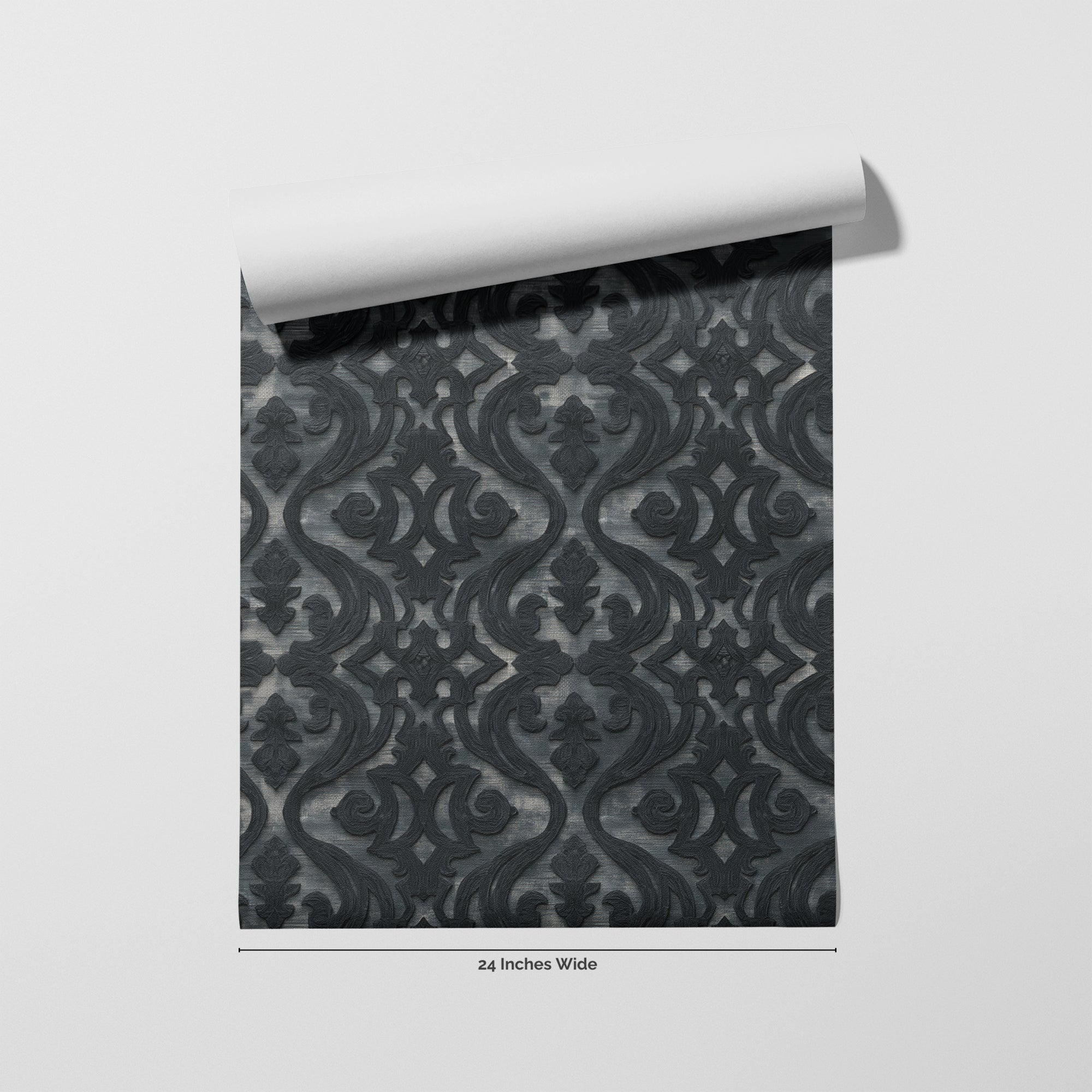 Onyx Scroll wallpaper roll, 24 inches wide