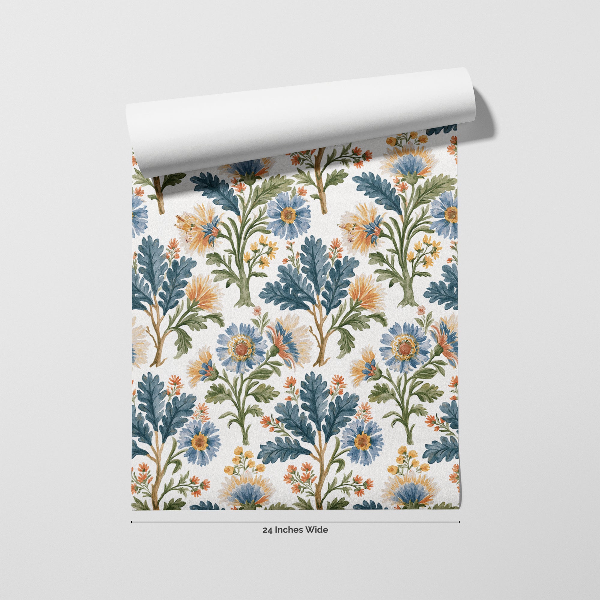 Cornflower Chintz wallpaper roll, 24 inches wide