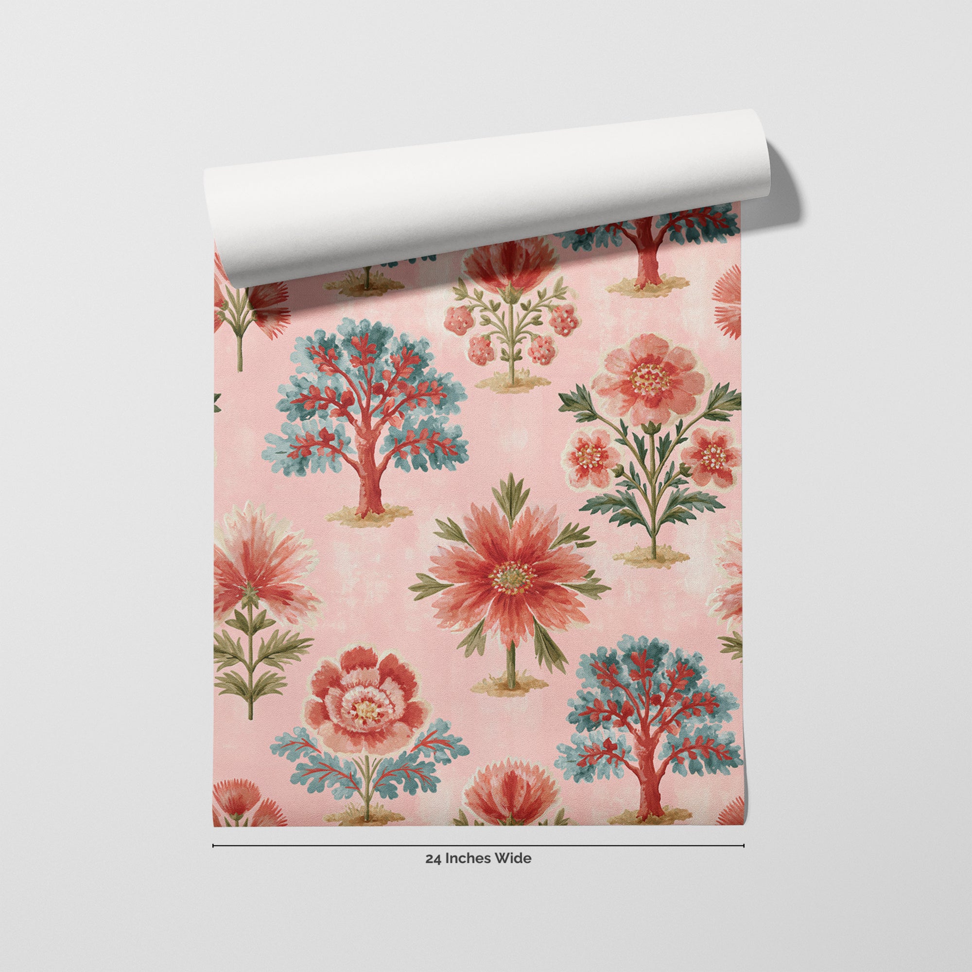 Rosy Orchard wallpaper roll, 24 inches wide