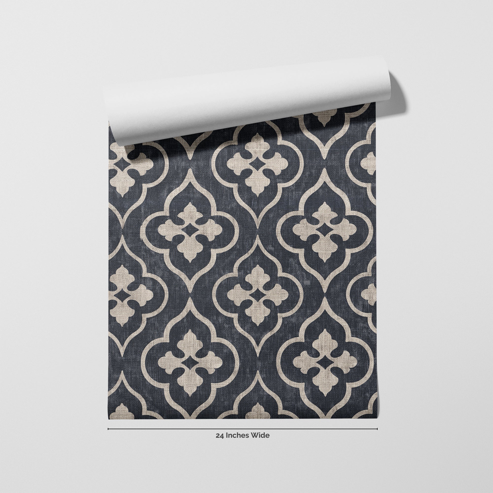 Linen Quatrefoil wallpaper roll, 24 inches wide