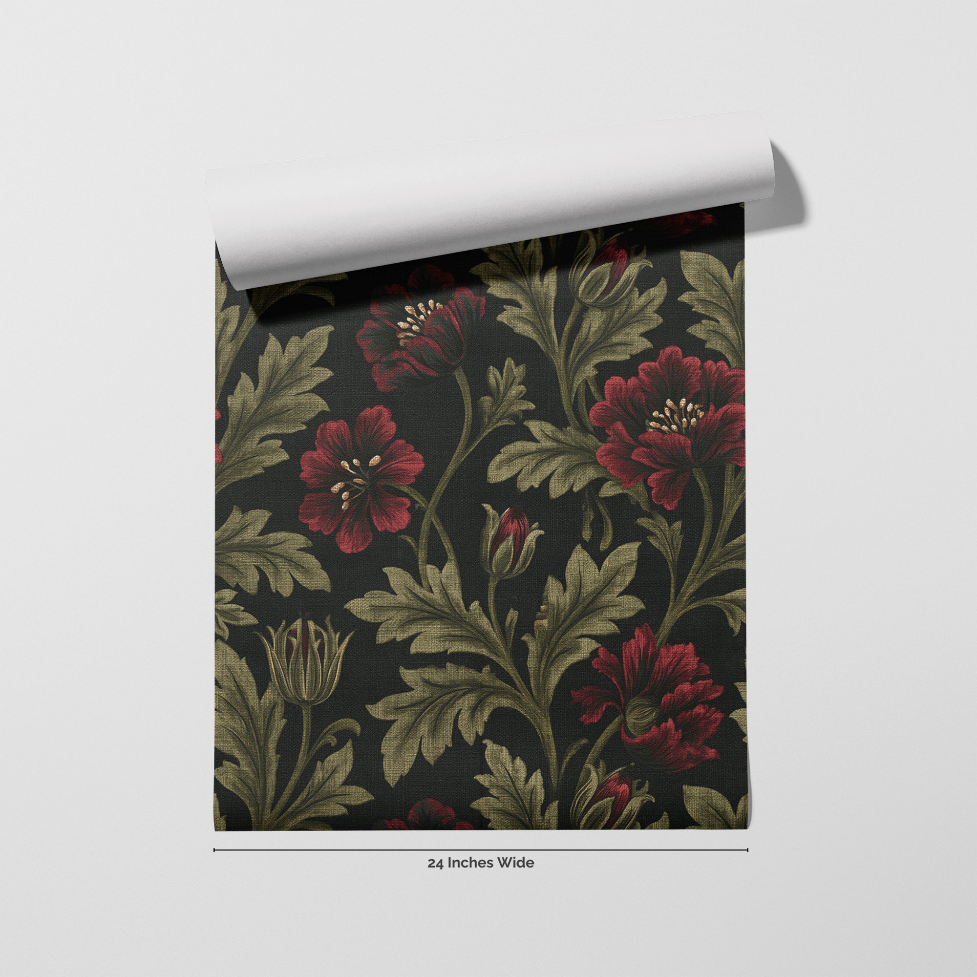 Ember Poppy wallpaper roll, 24 inches wide