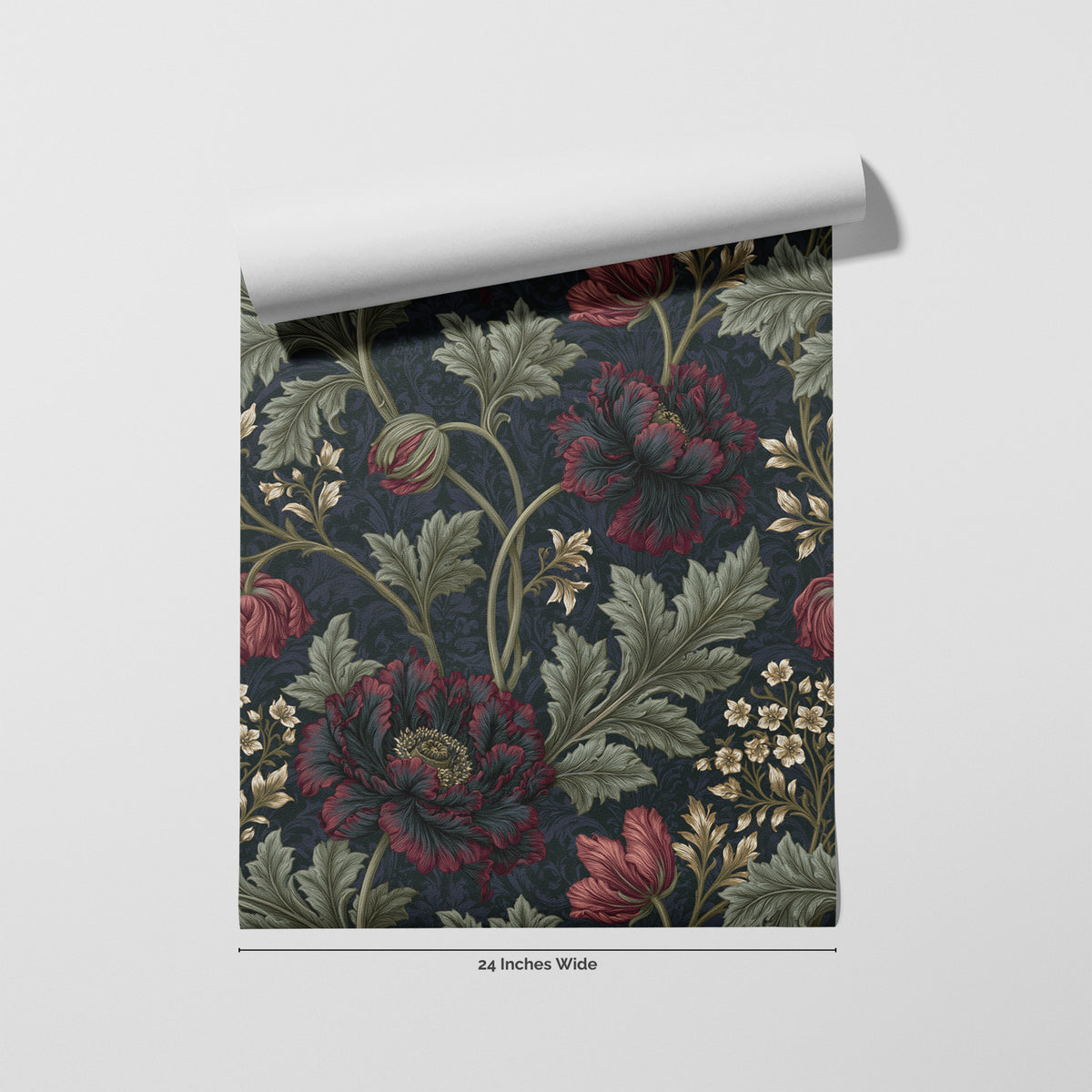 Nocturne Poppy wallpaper roll, 24 inches wide