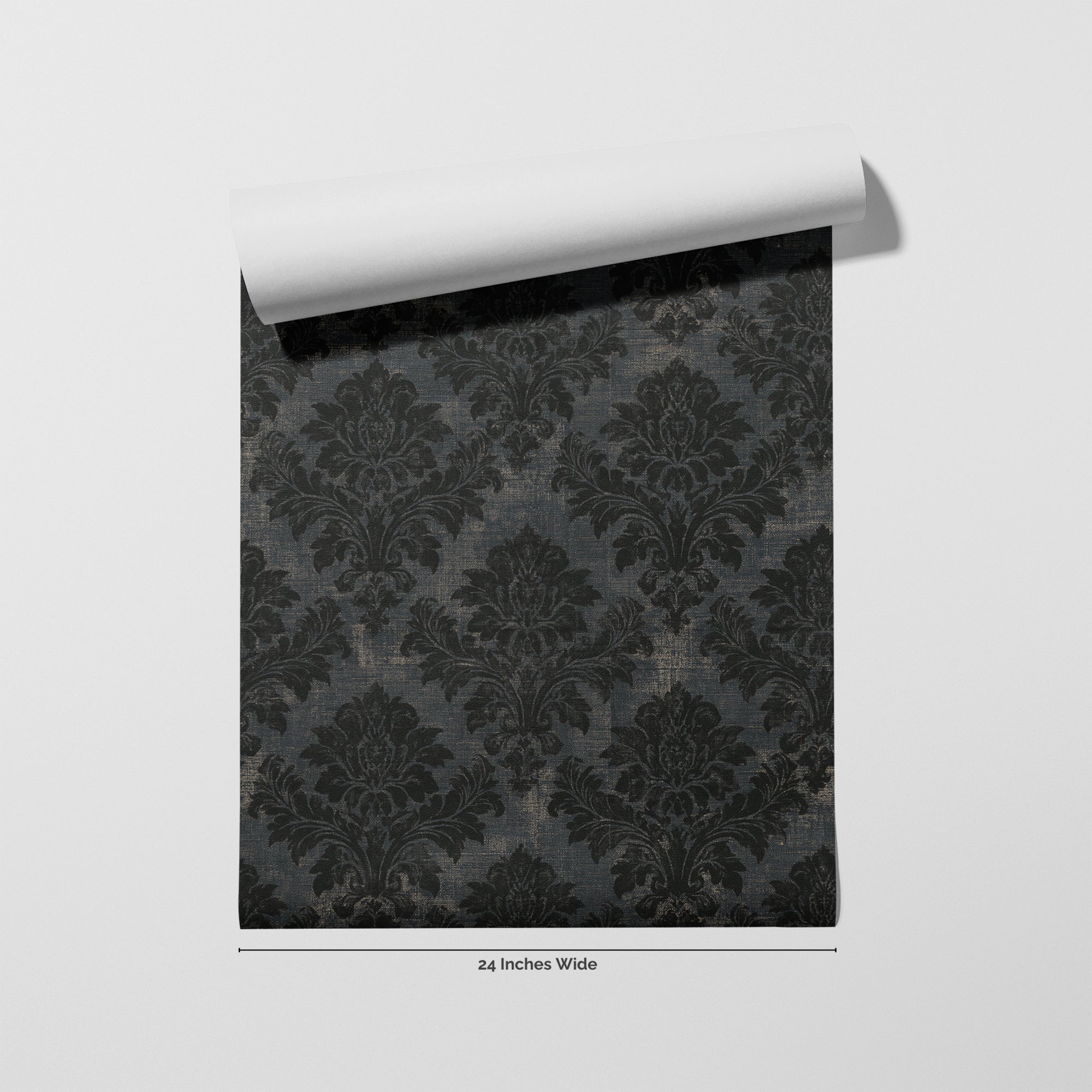 Obsidian Damask wallpaper roll, 24 inches wide