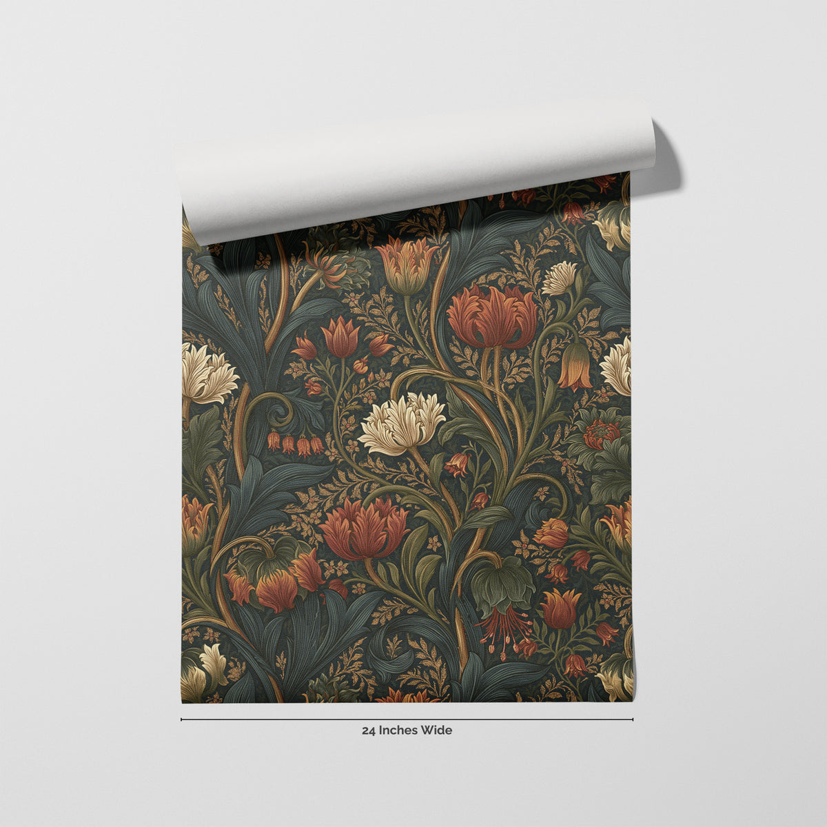 Ember Chrysanthemum wallpaper roll, 24 inches wide