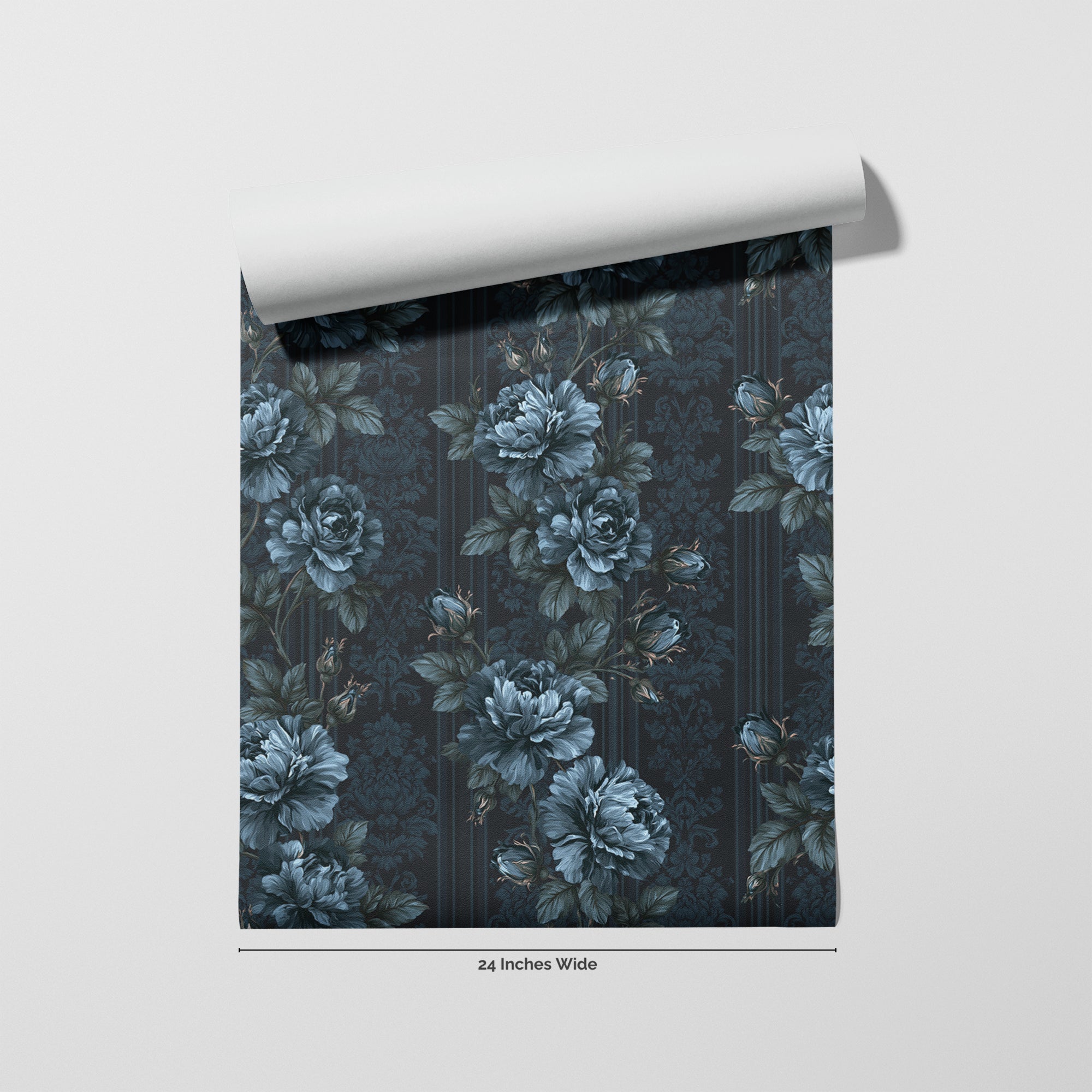 Midnight Rose wallpaper roll, 24 inches wide
