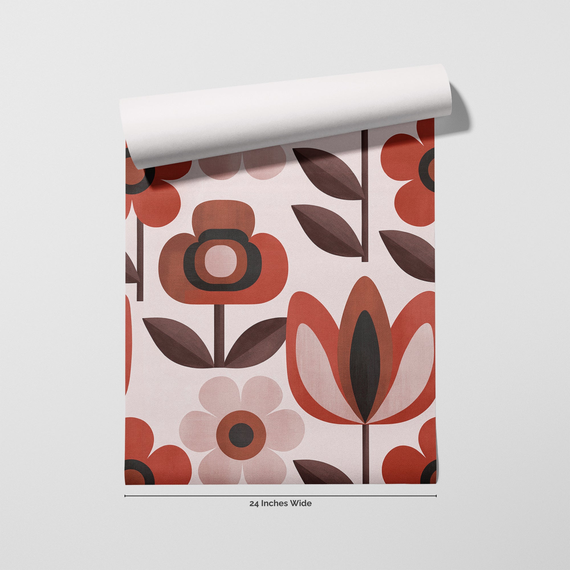 Scarlet Daisy wallpaper roll, 24 inches wide