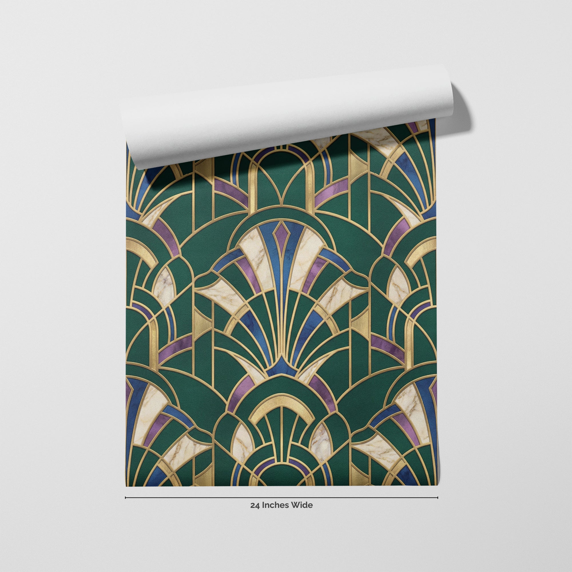 Malachite Arch wallpaper roll, 24 inches wide