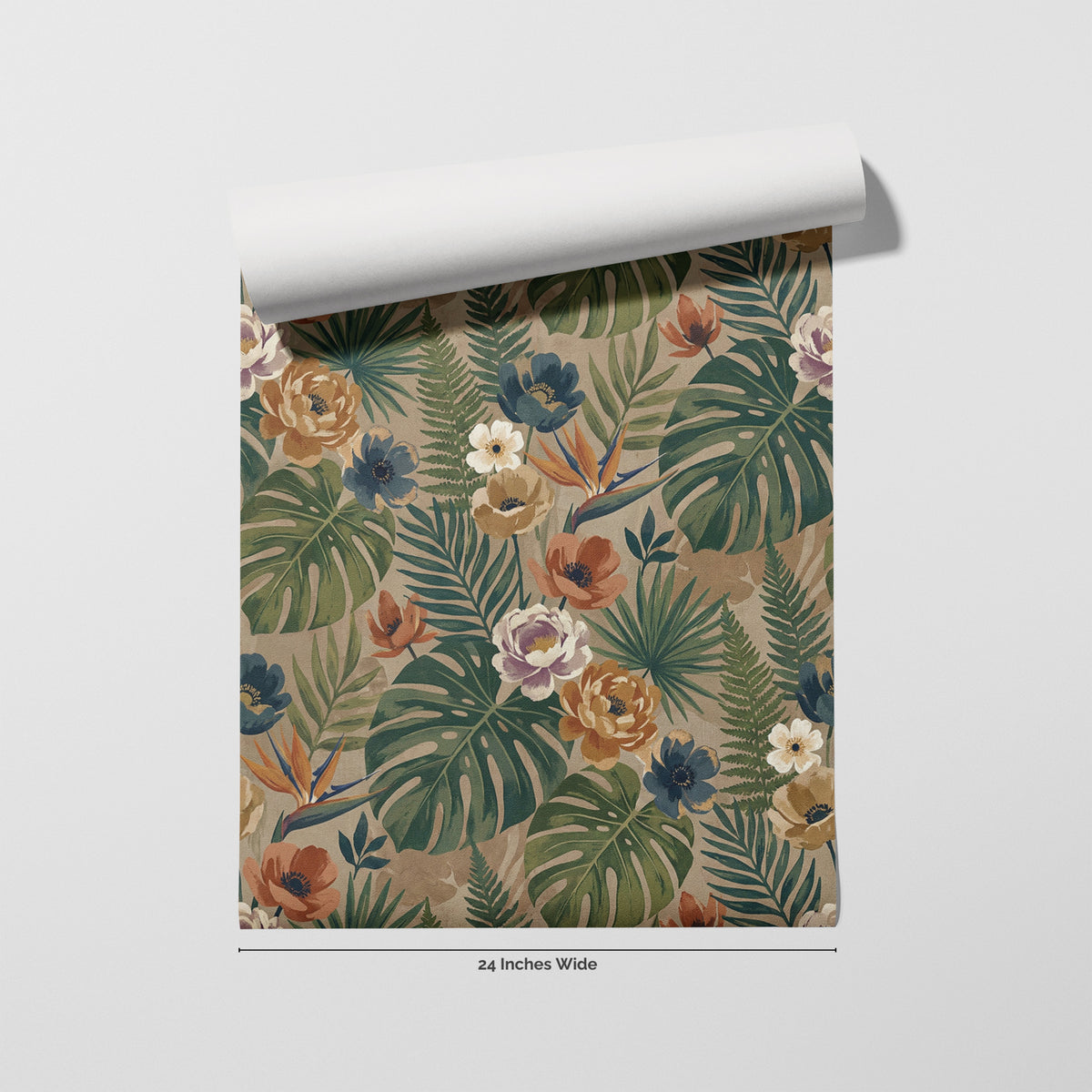 Taupe Tropic wallpaper roll, 24 inches wide