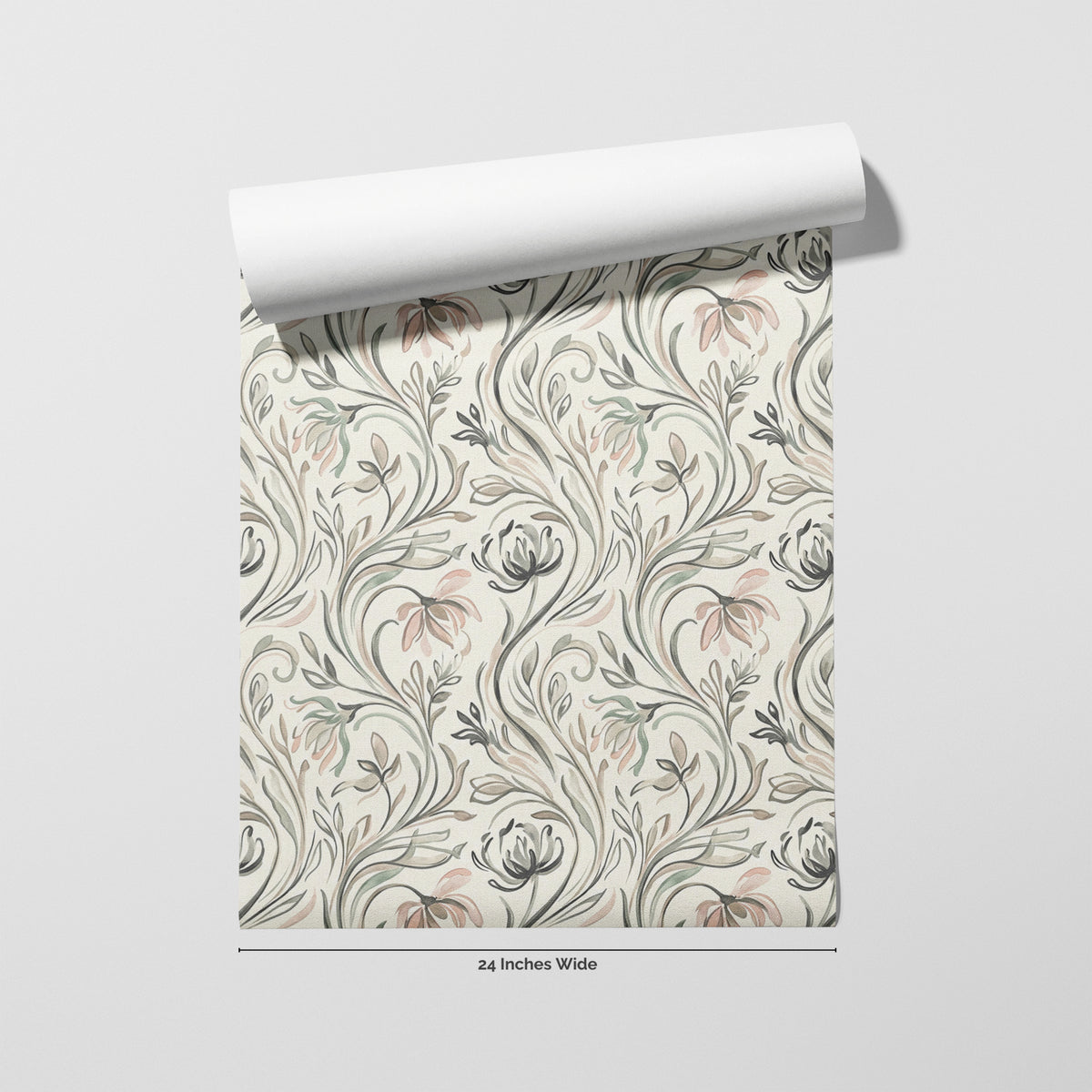 Pencil Botanical wallpaper roll, 24 inches wide