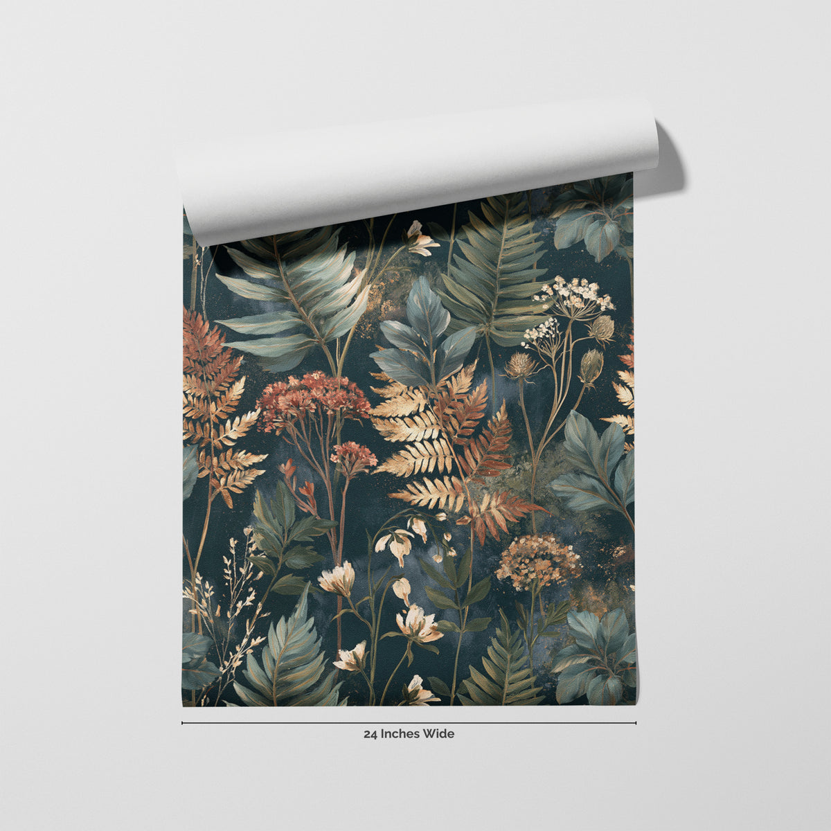 Coral Fernery wallpaper roll, 24 inches wide
