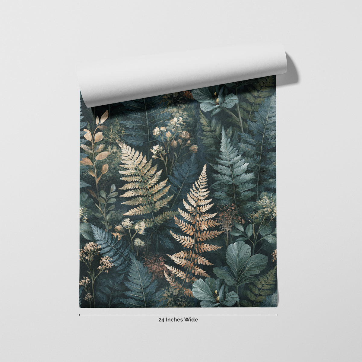 Frosted Fernery wallpaper roll, 24 inches wide