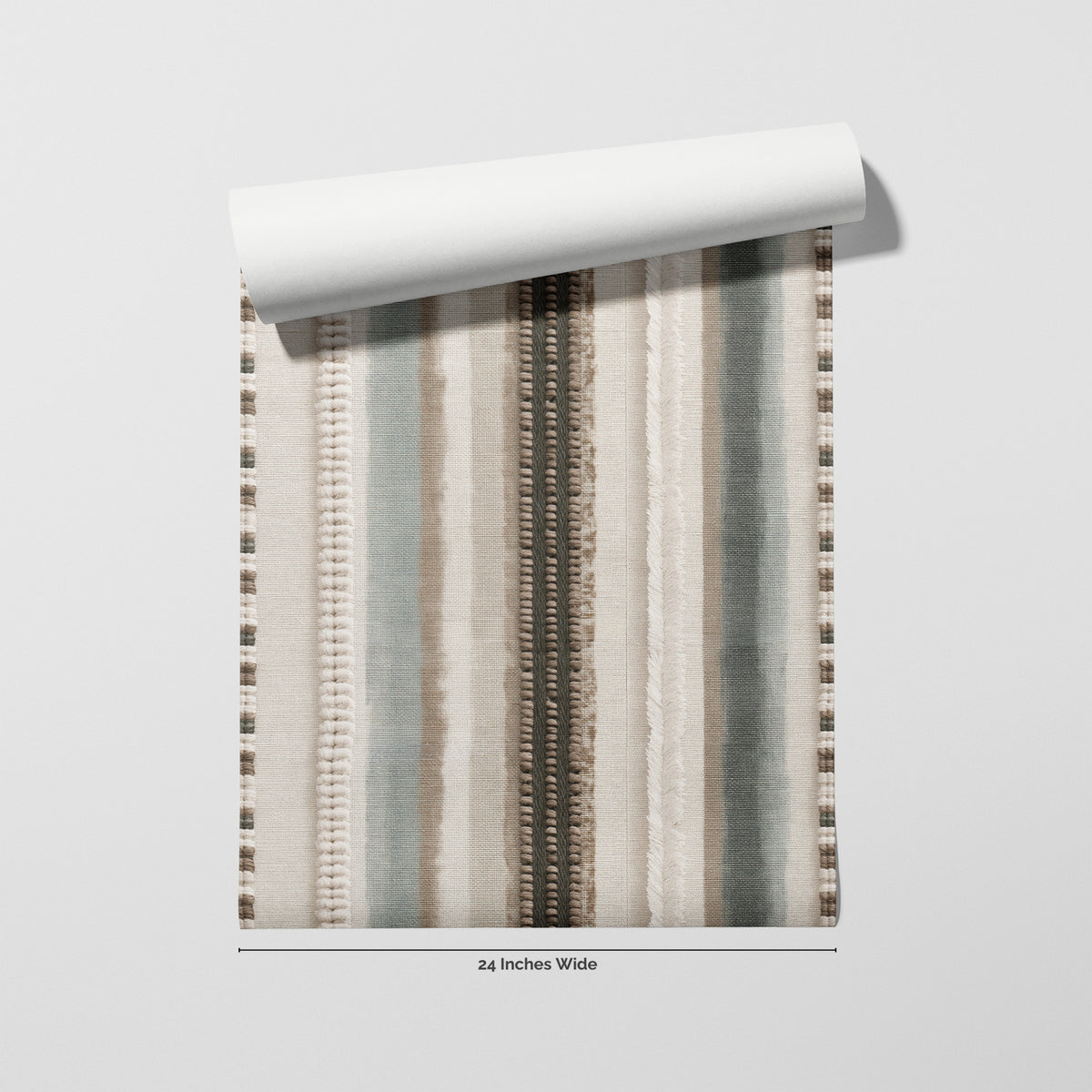 Sage Ticking wallpaper roll, 24 inches wide