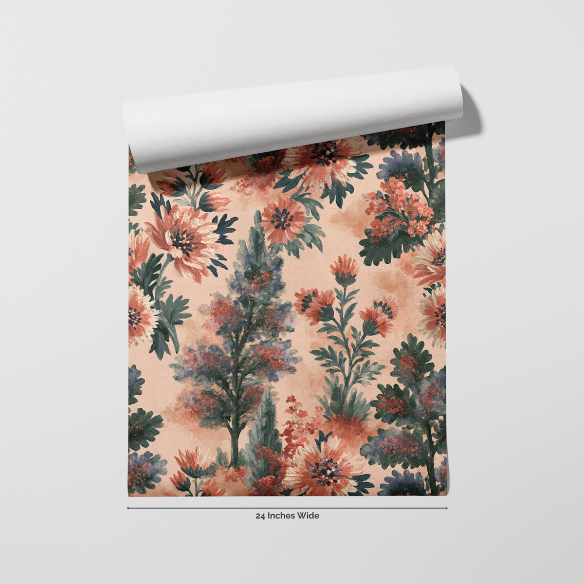 Peach Arbor wallpaper roll, 24 inches wide