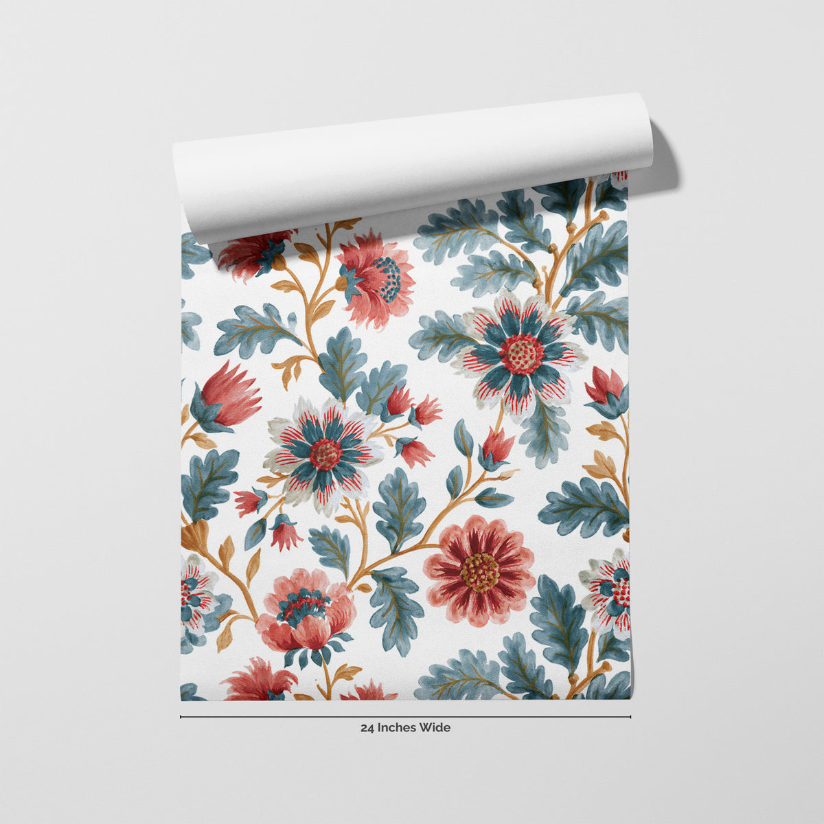 Cranberry Chintz wallpaper roll, 24 inches wide