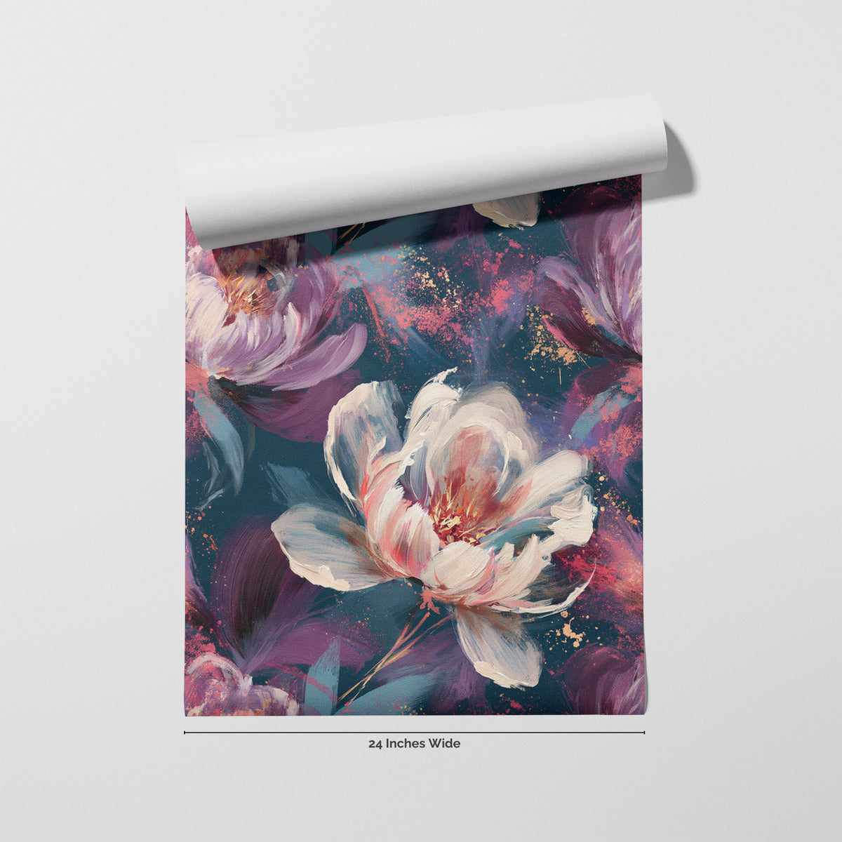 Nightfall Peony wallpaper roll, 24 inches wide