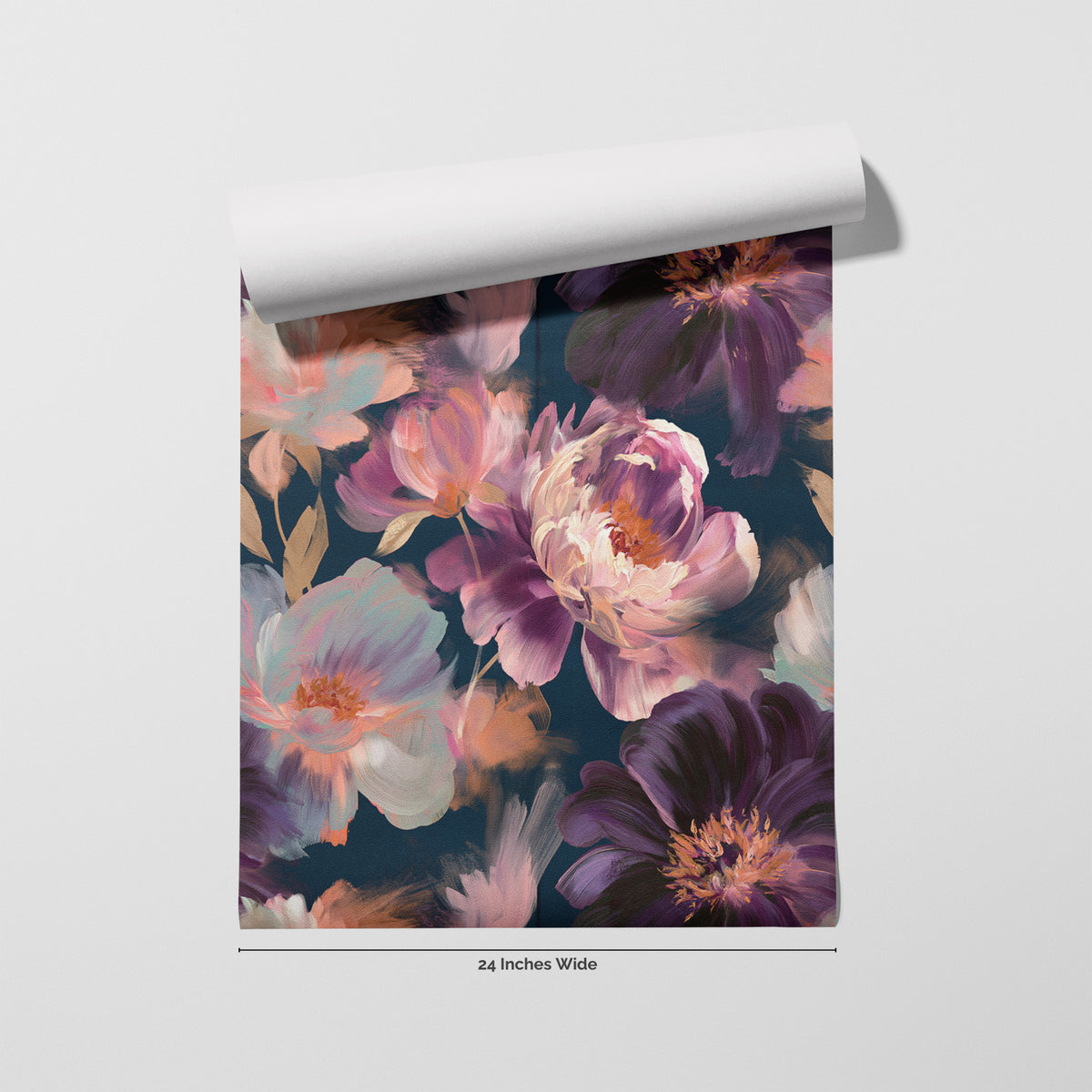 Violet Peony wallpaper roll, 24 inches wide