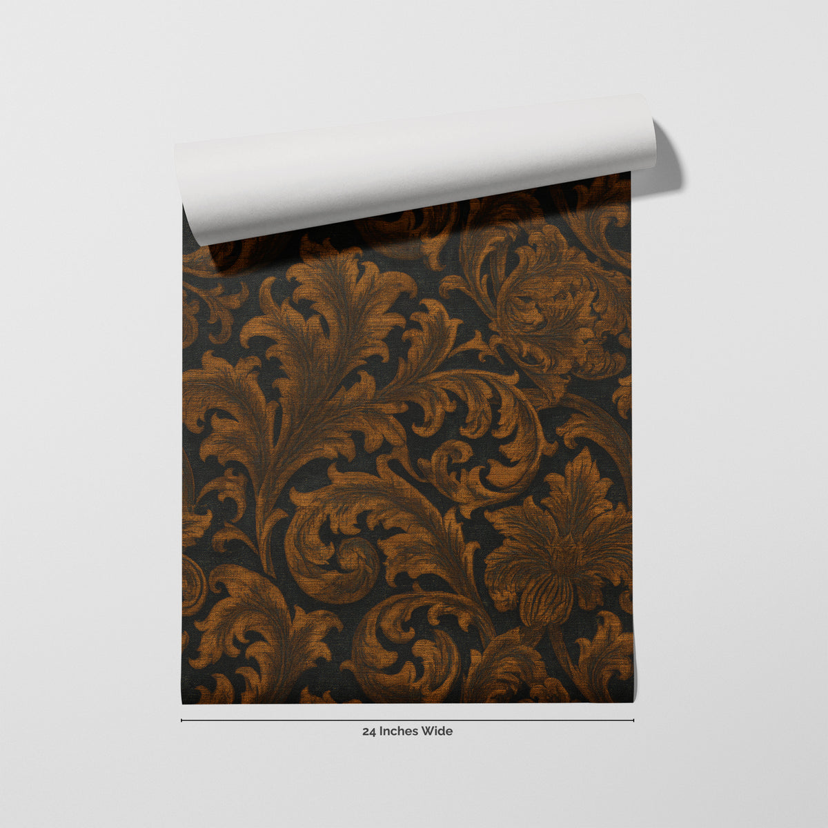 Amber Acanthus wallpaper roll, 24 inches wide