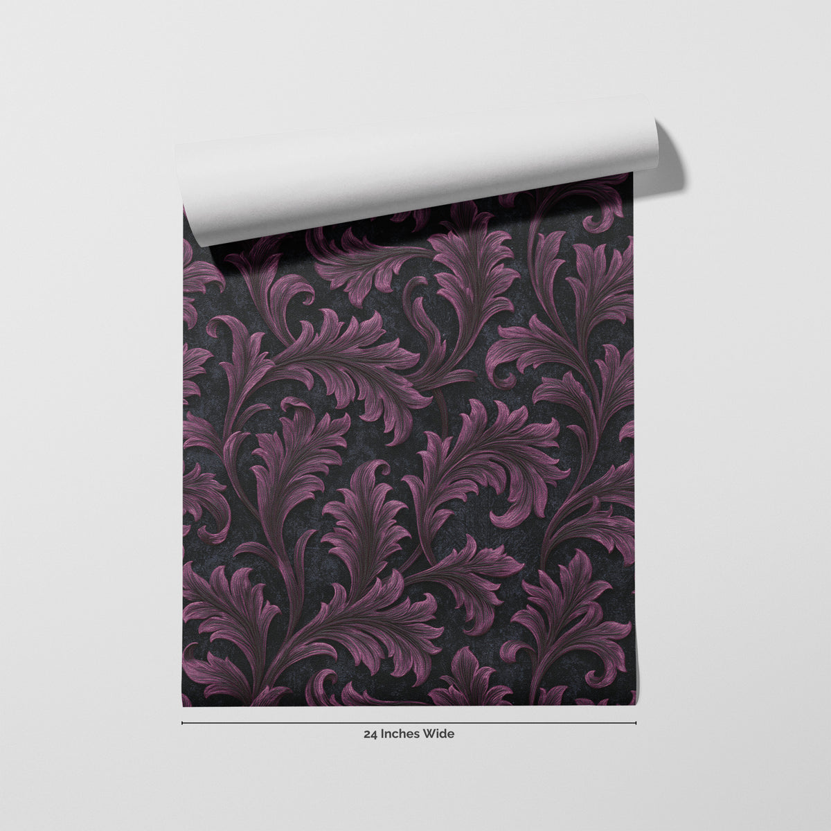 Plum Frond wallpaper roll, 24 inches wide