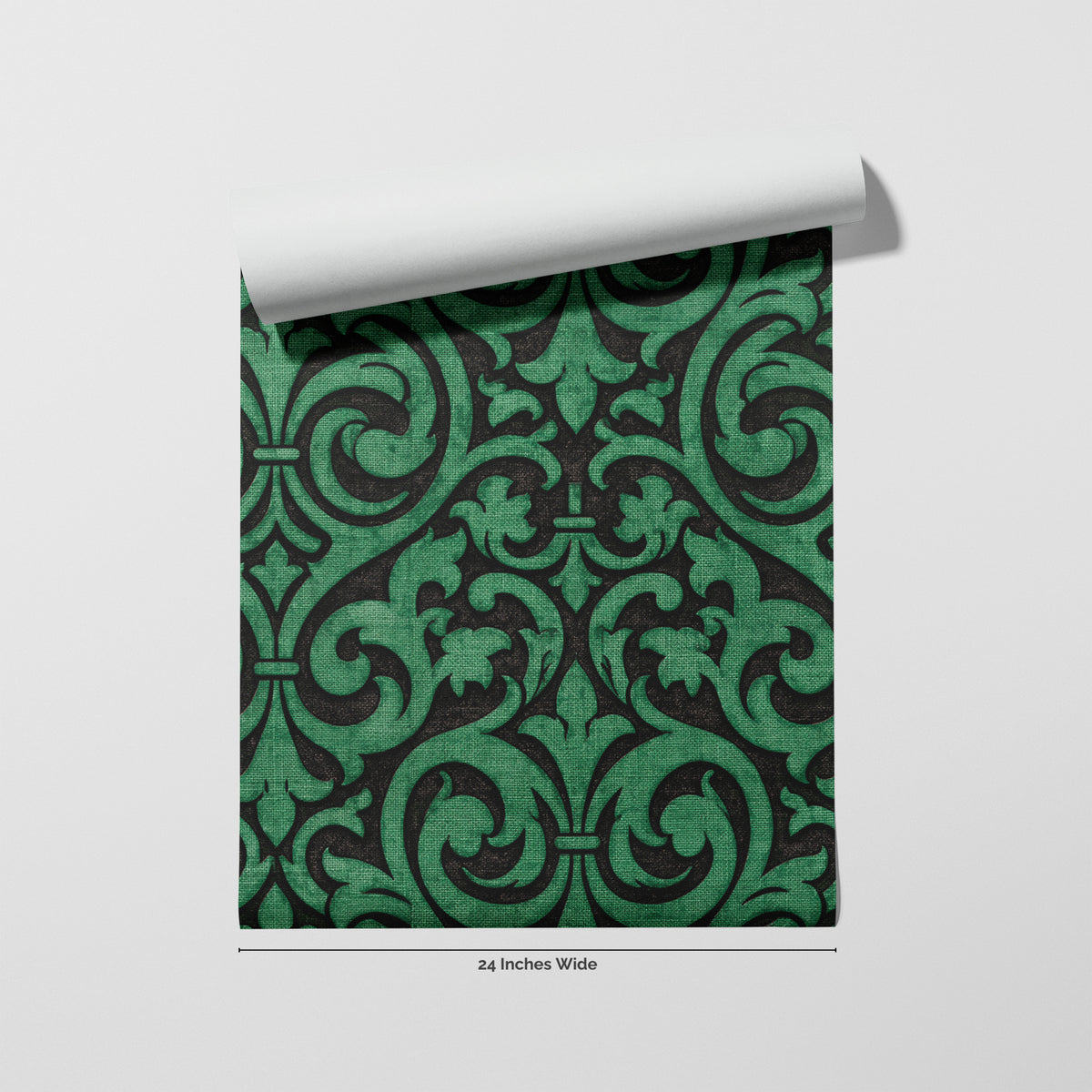Emerald Fleur wallpaper roll, 24 inches wide