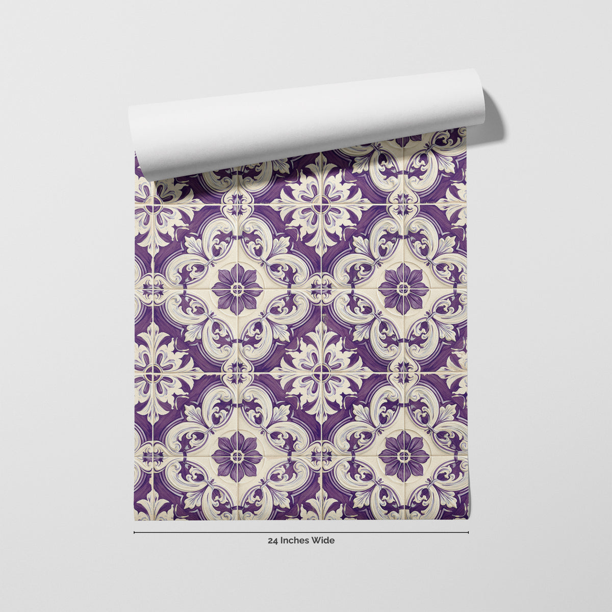 Porto Violet wallpaper roll, 24 inches wide
