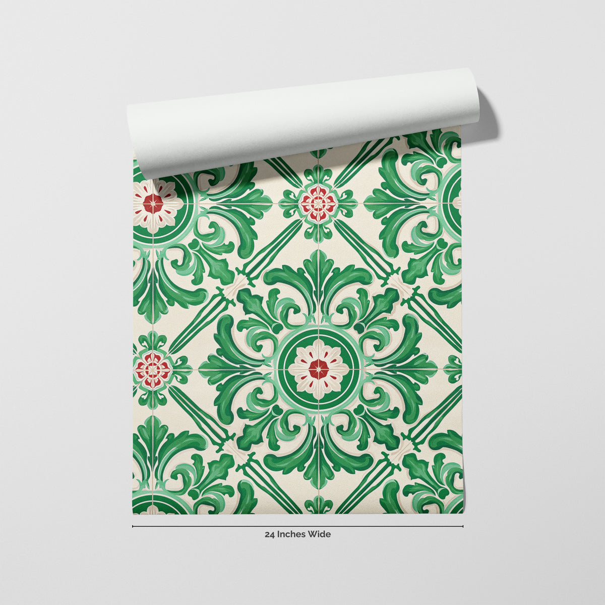 Coimbra Green wallpaper roll, 24 inches wide