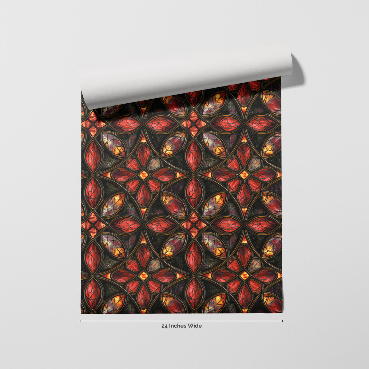 Crimson Quatrefoil wallpaper roll, 24 inches wide