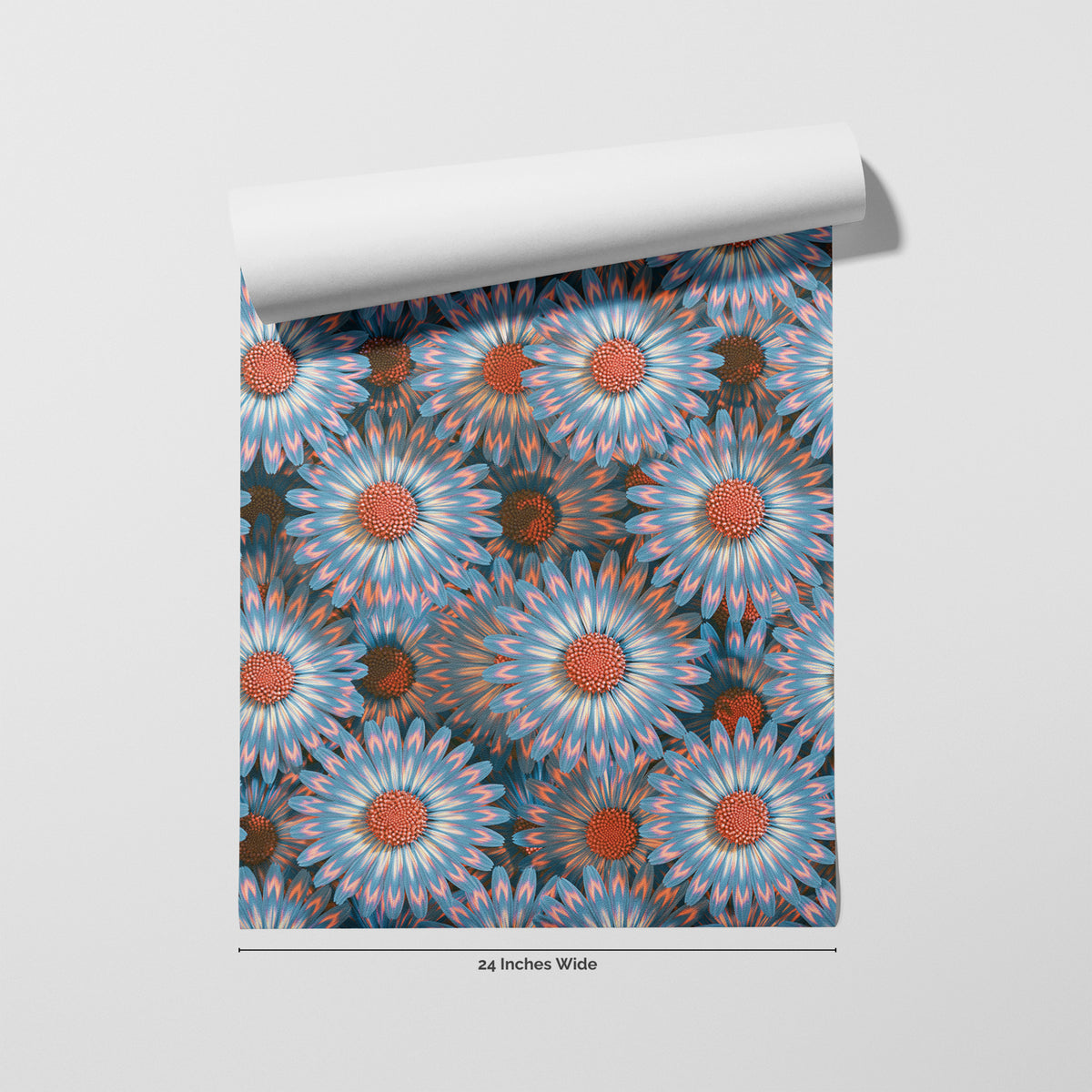 Lagoon Daisy wallpaper roll, 24 inches wide
