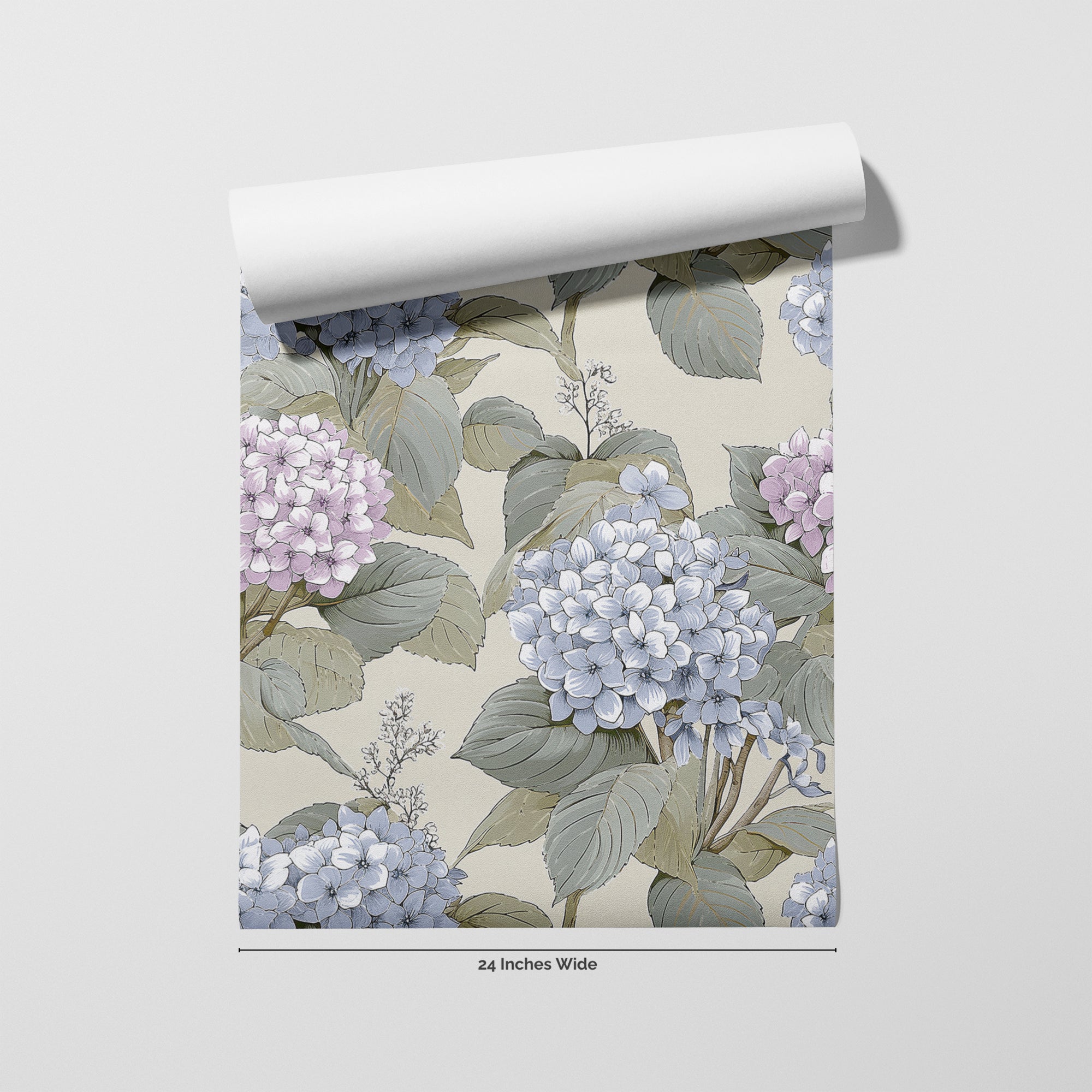 Hydrangea Lane wallpaper roll, 24 inches wide