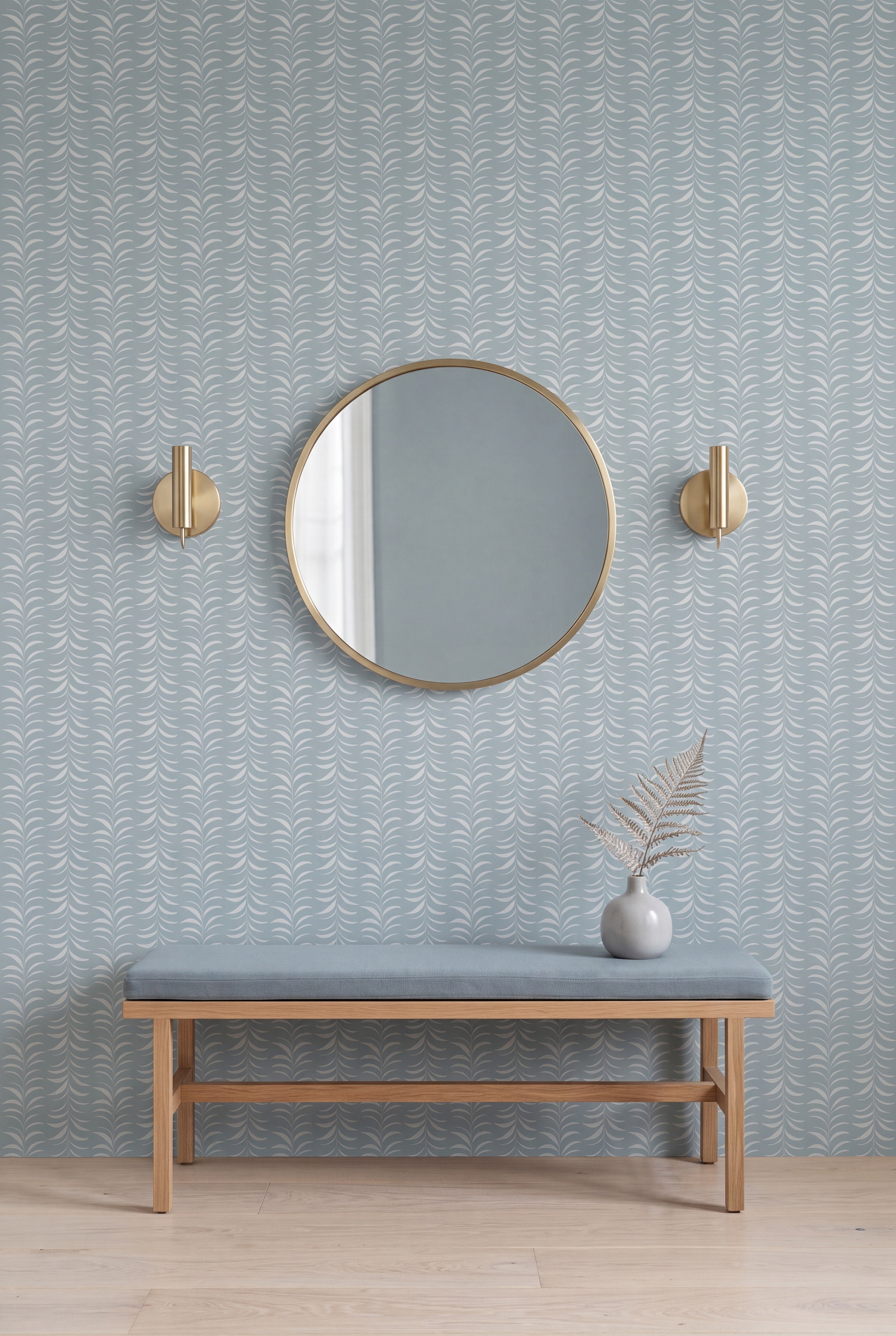 Pistachio Stripe wallpaper on an accent wall