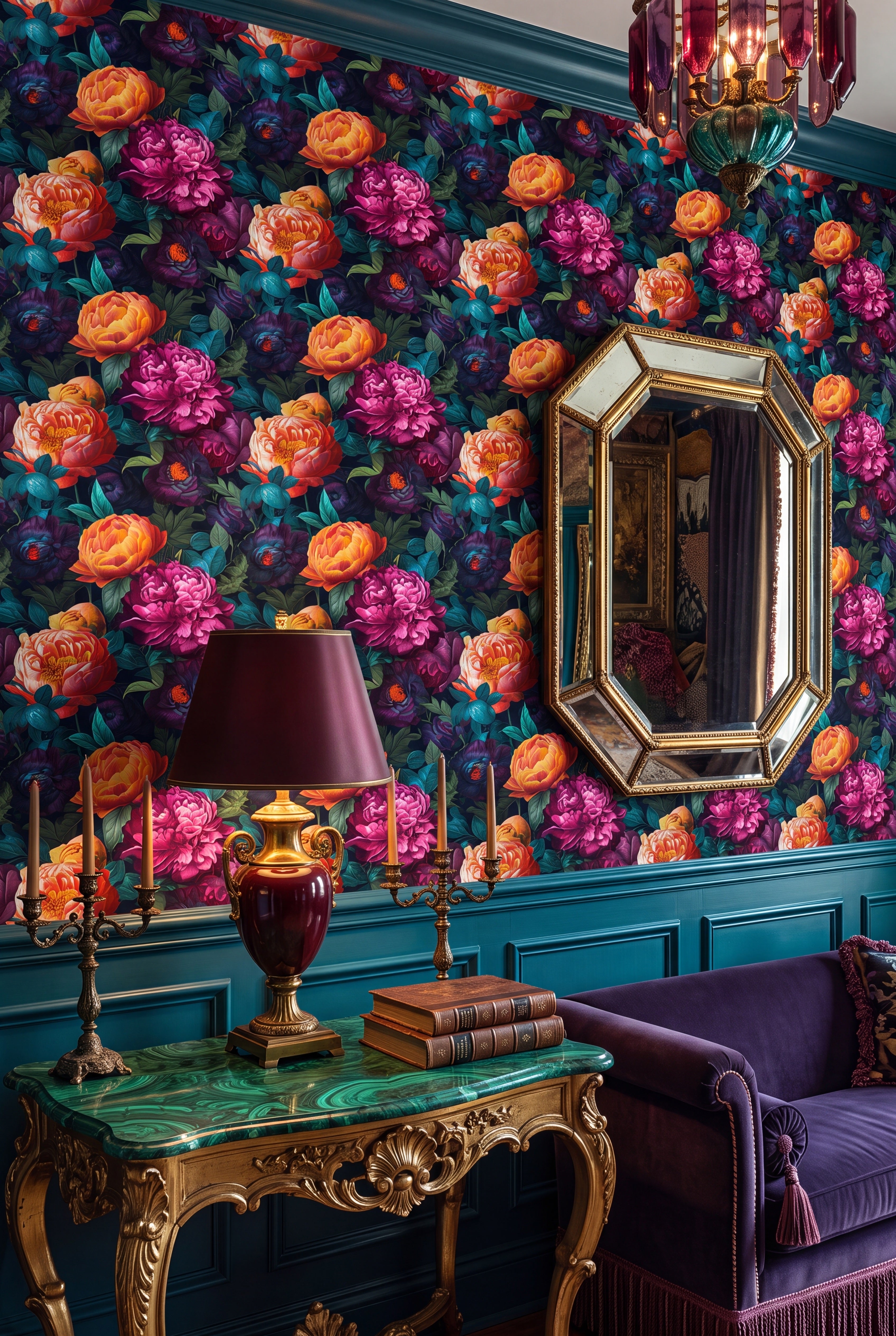 Jewel Box wallpaper shown in an entryway