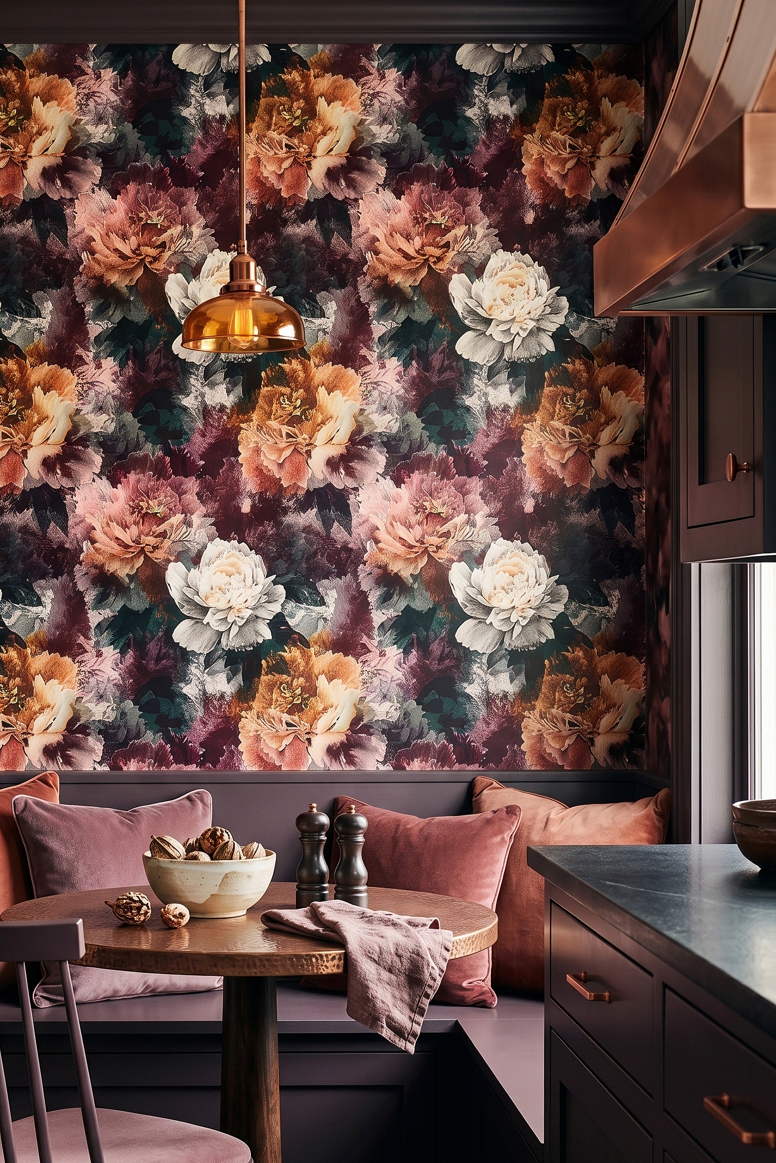 Requiem wallpaper shown in a cozy nook