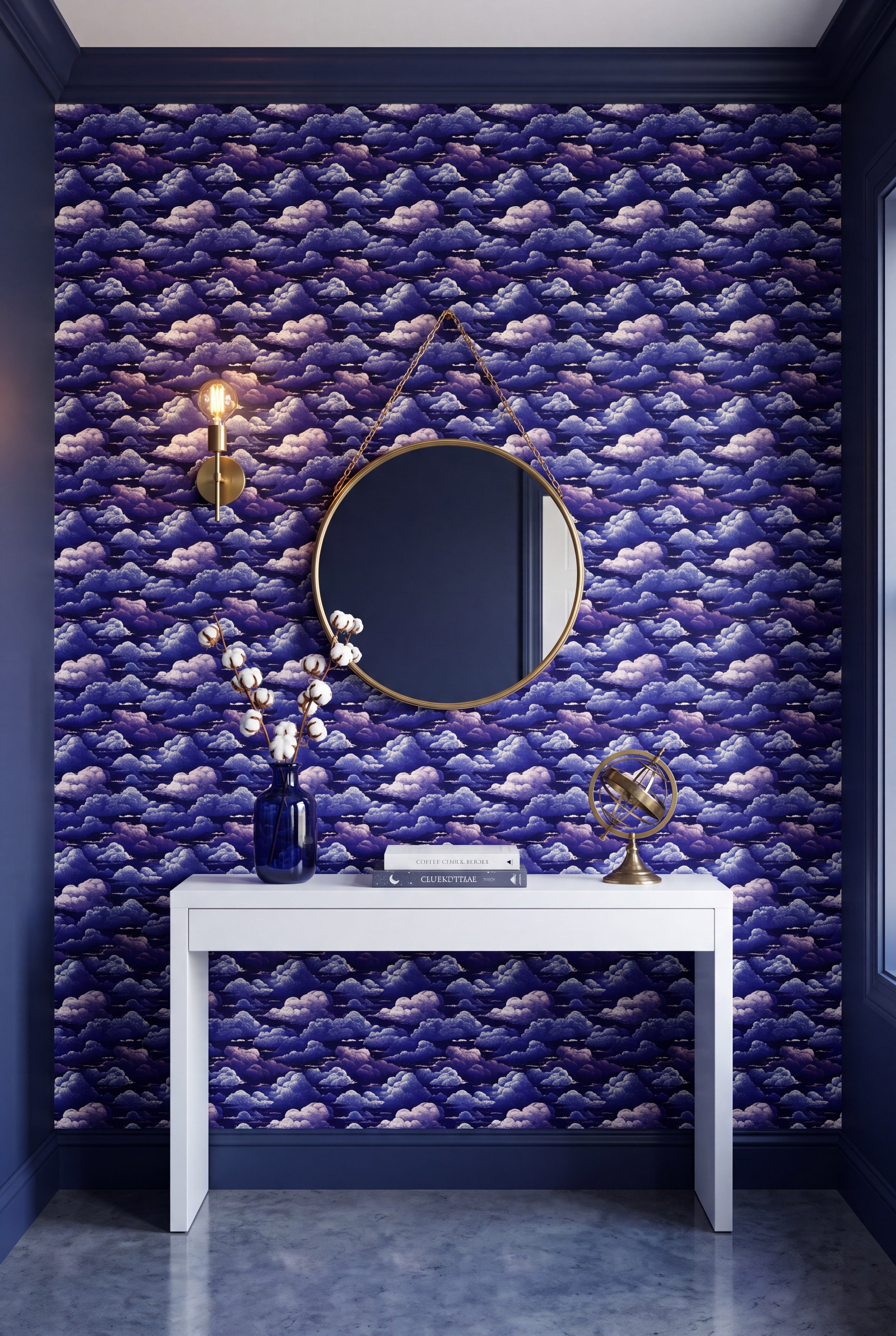 Night Nimbus wallpaper on an accent wall
