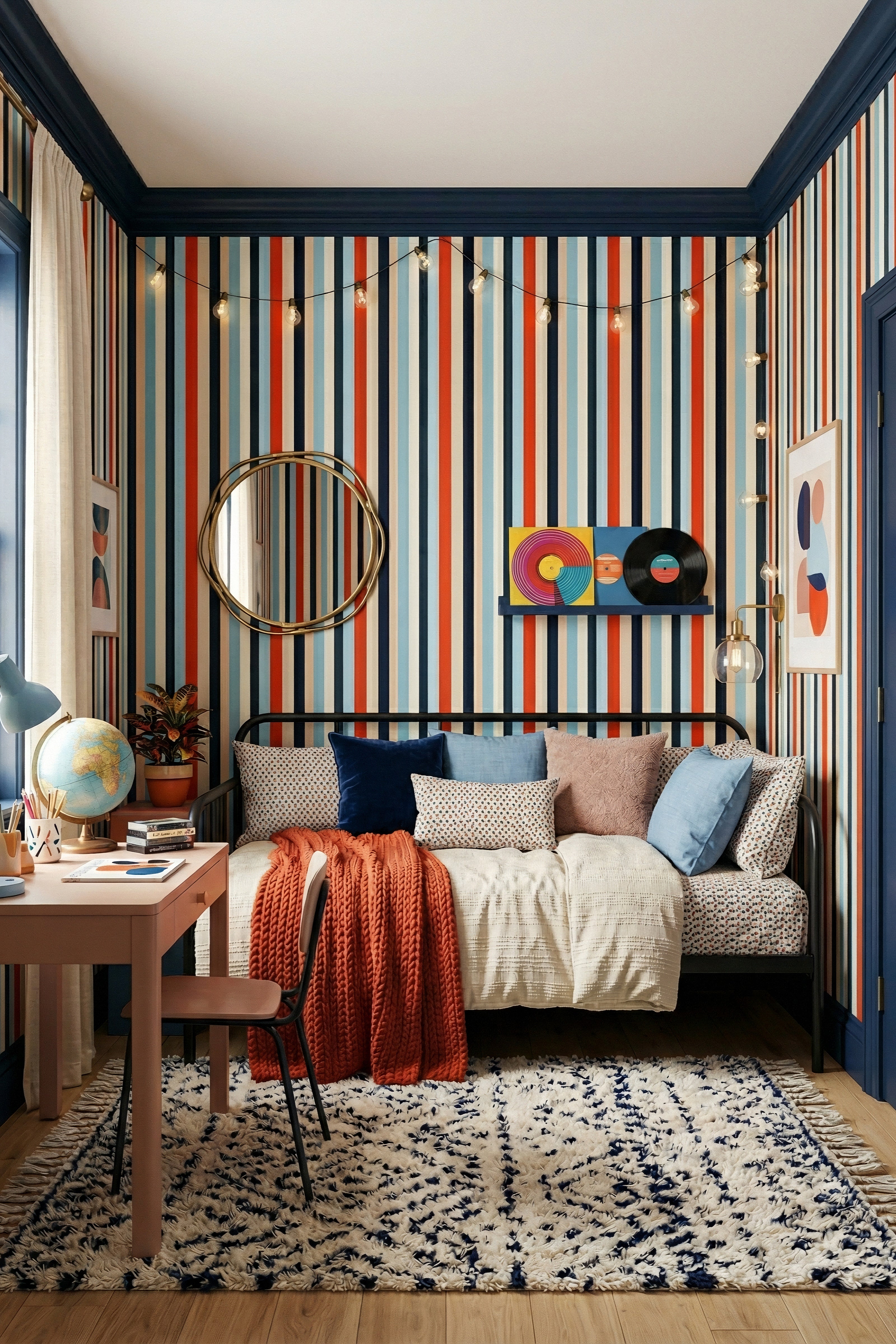 Regatta wallpaper shown in a bedroom