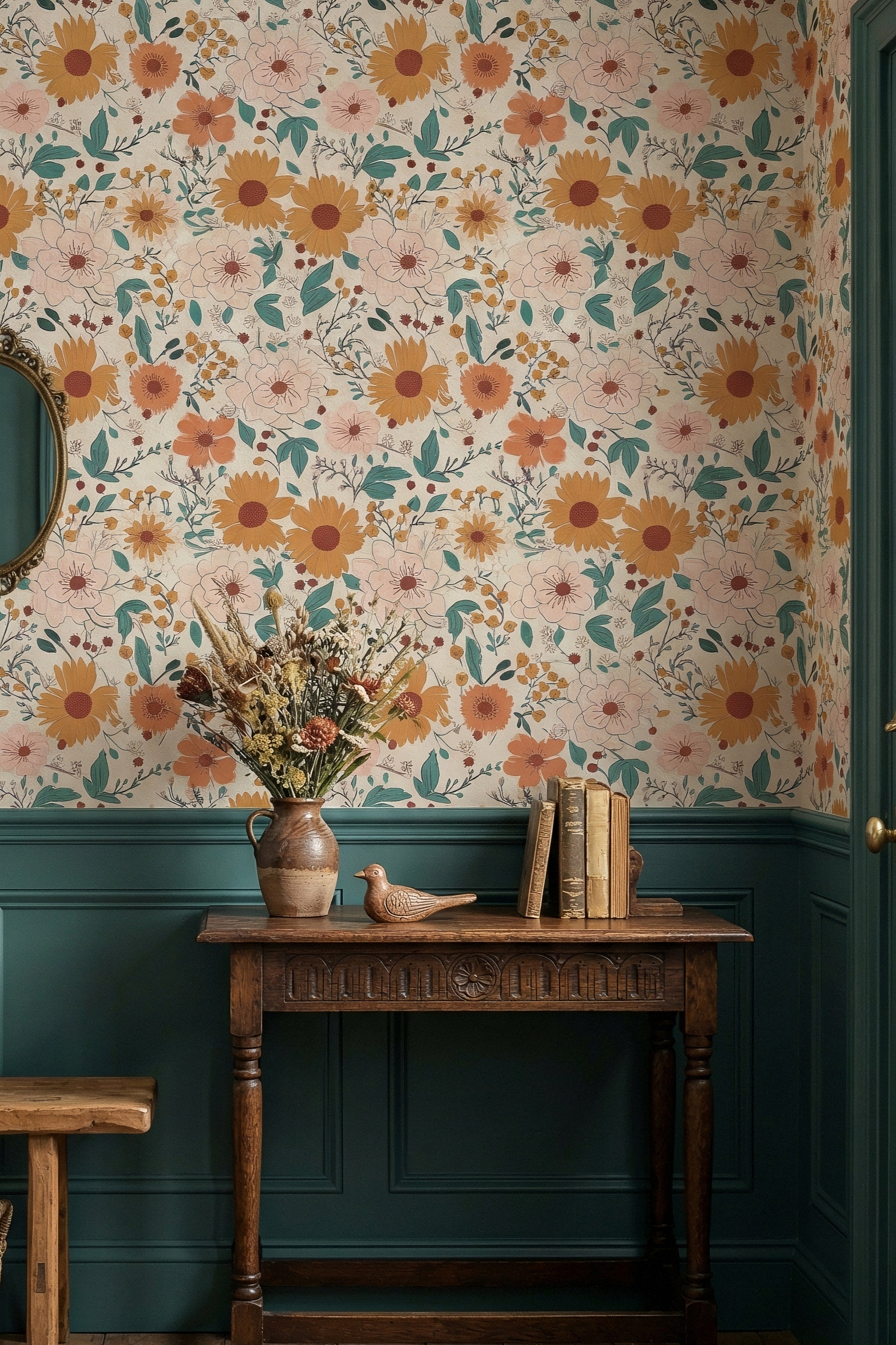 Sunny Side wallpaper shown in an entryway