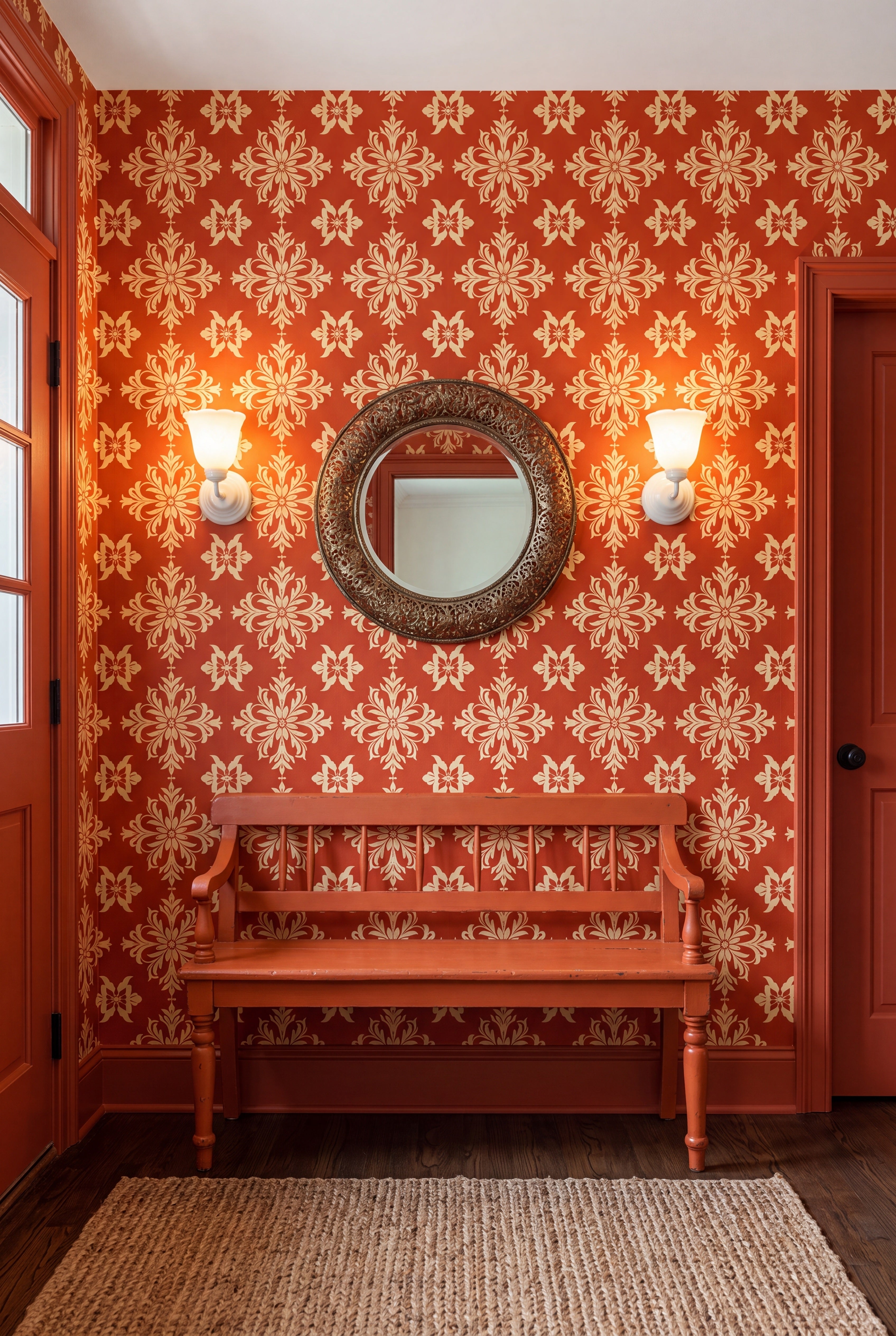 Marrakesh wallpaper shown in an entryway