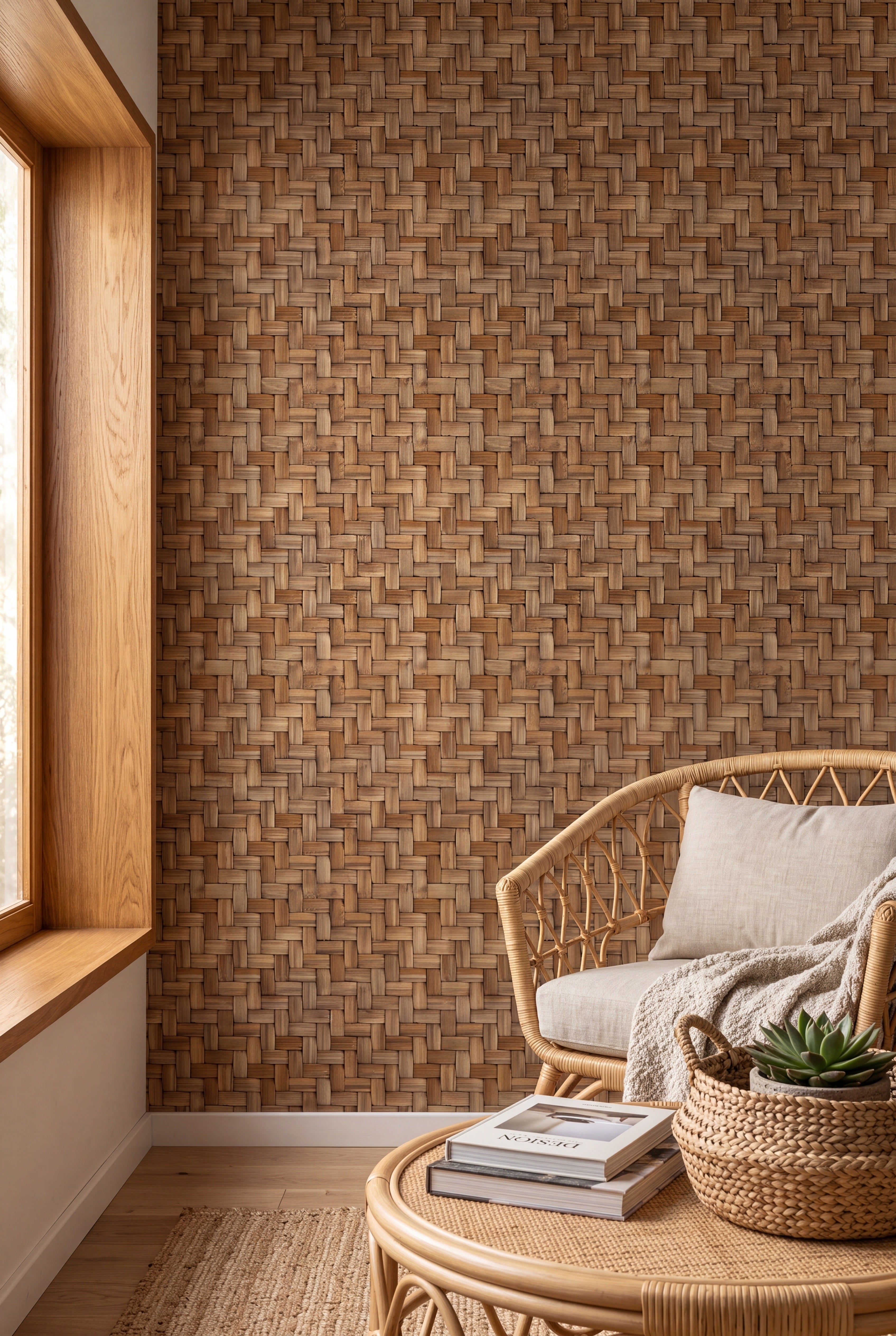 Basket Case wallpaper shown in a living room
