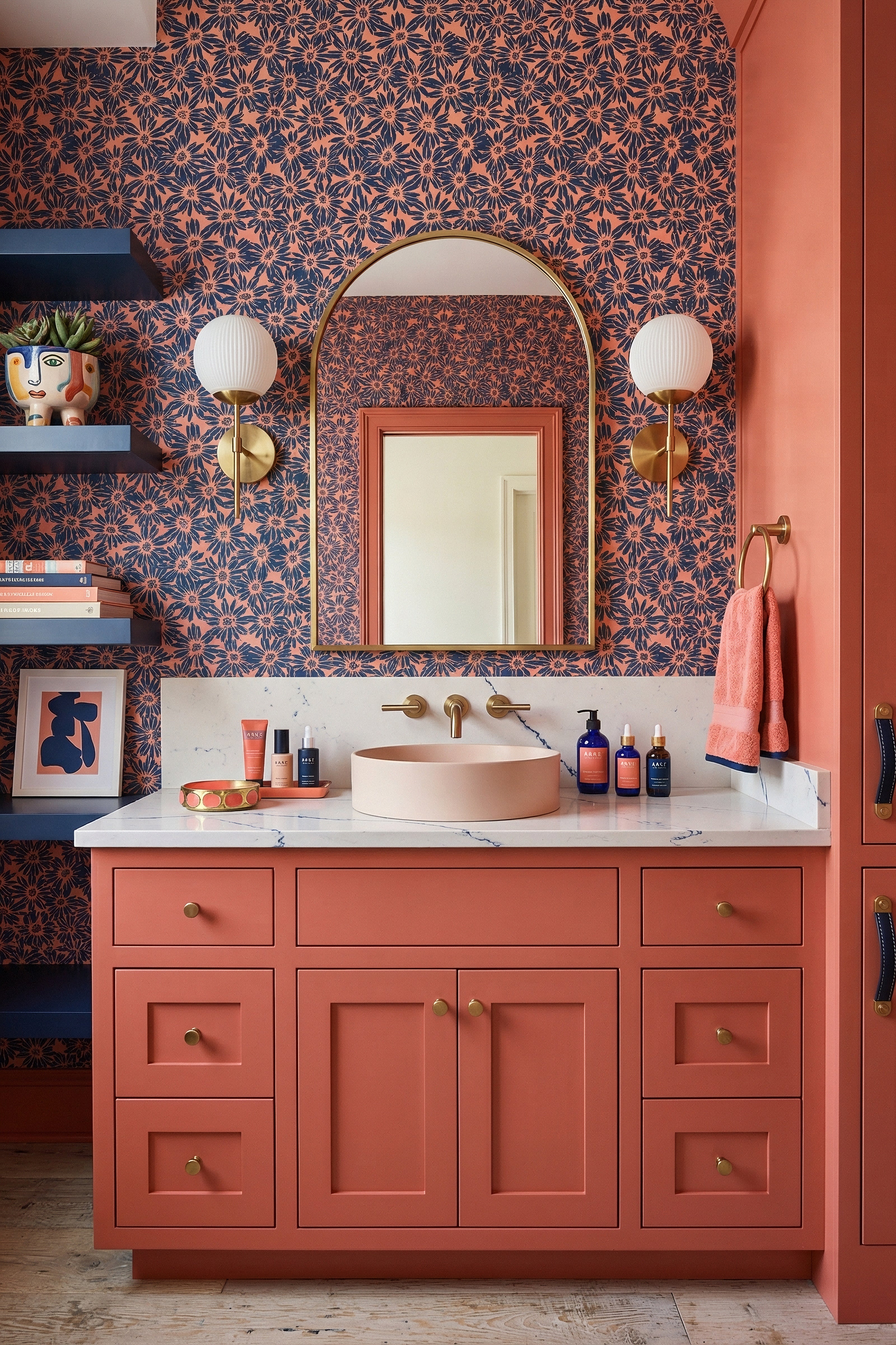 Daisy Jam wallpaper shown in a powder room