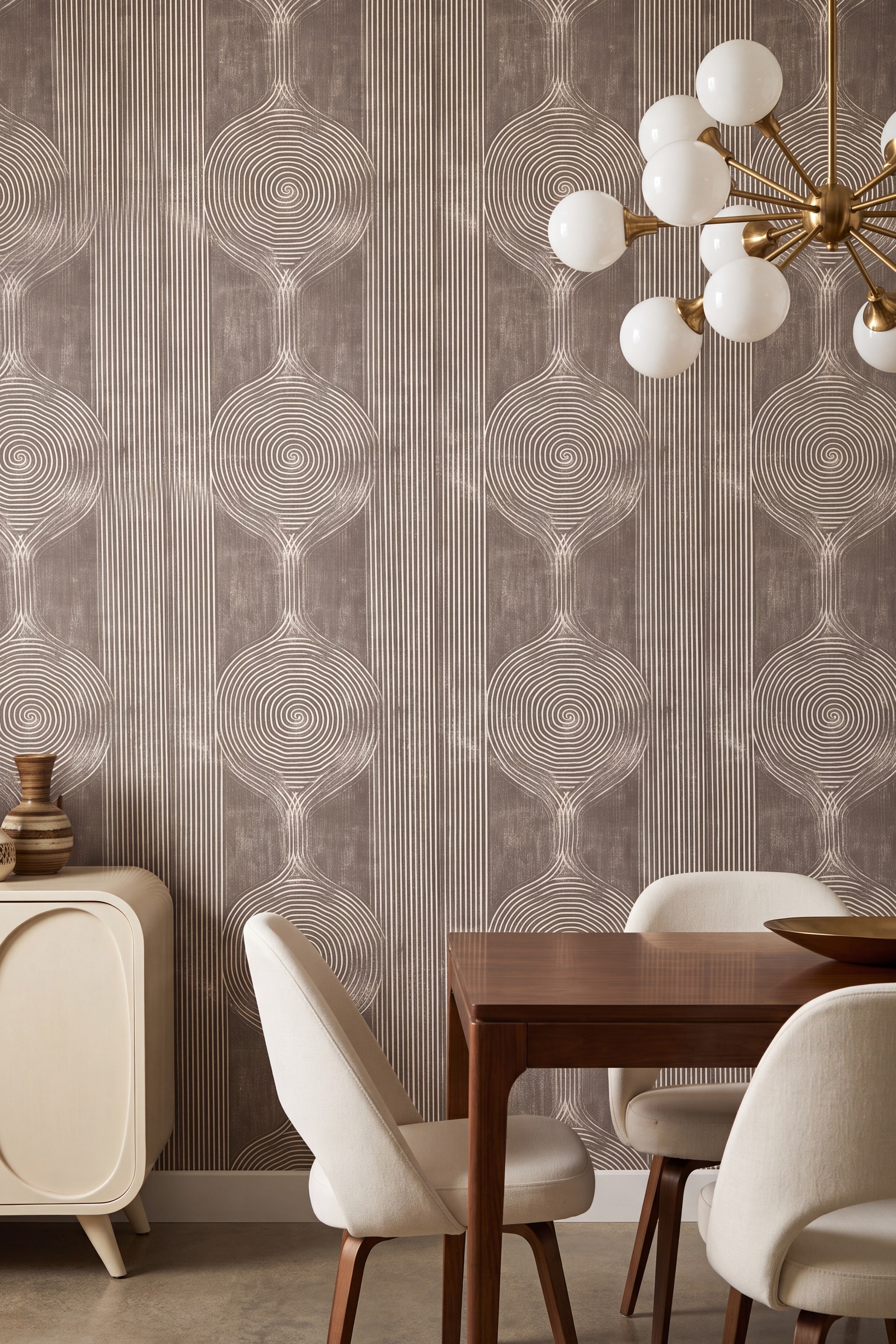 Sandstone wallpaper shown in a dining room