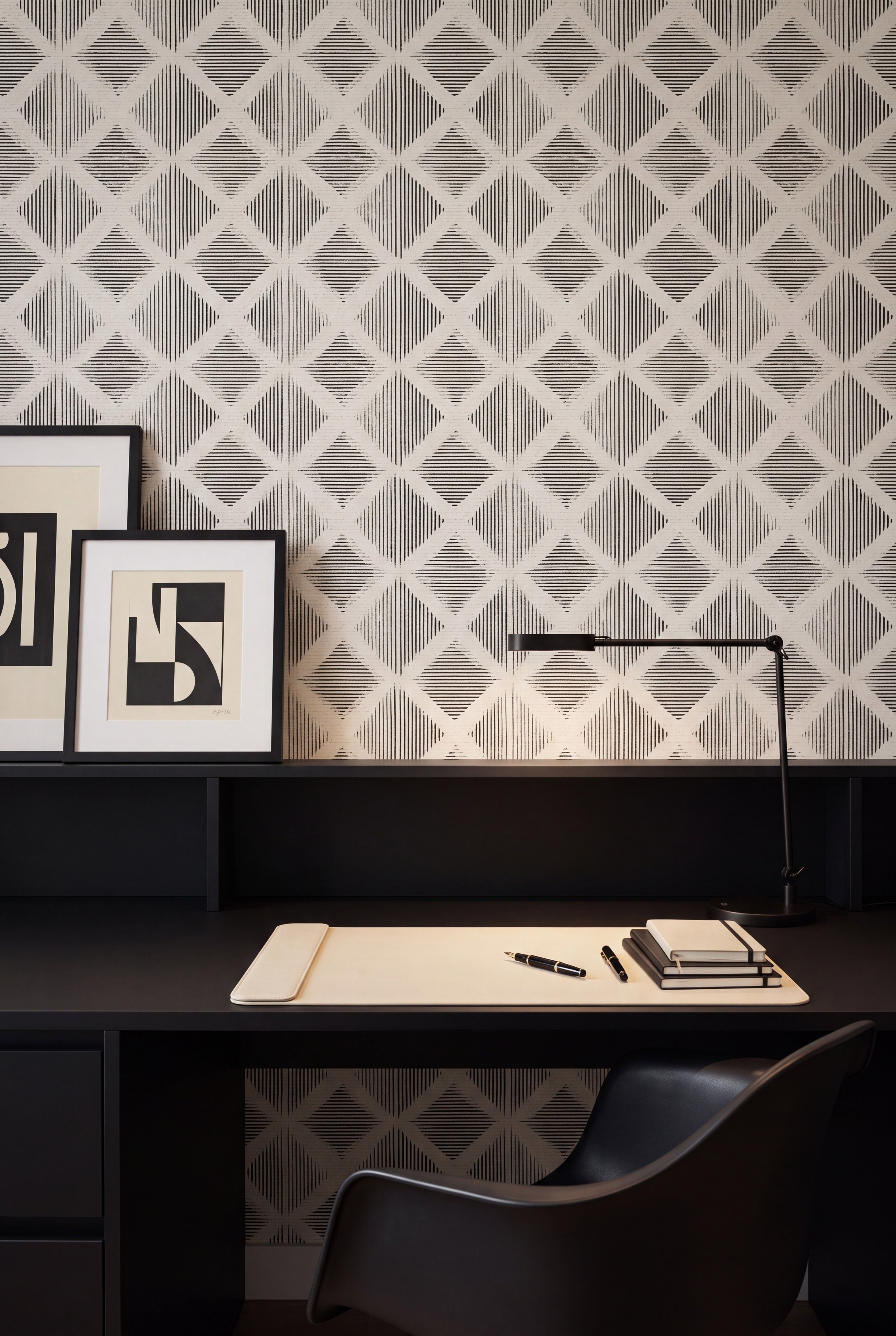 Frontier wallpaper shown in a home office